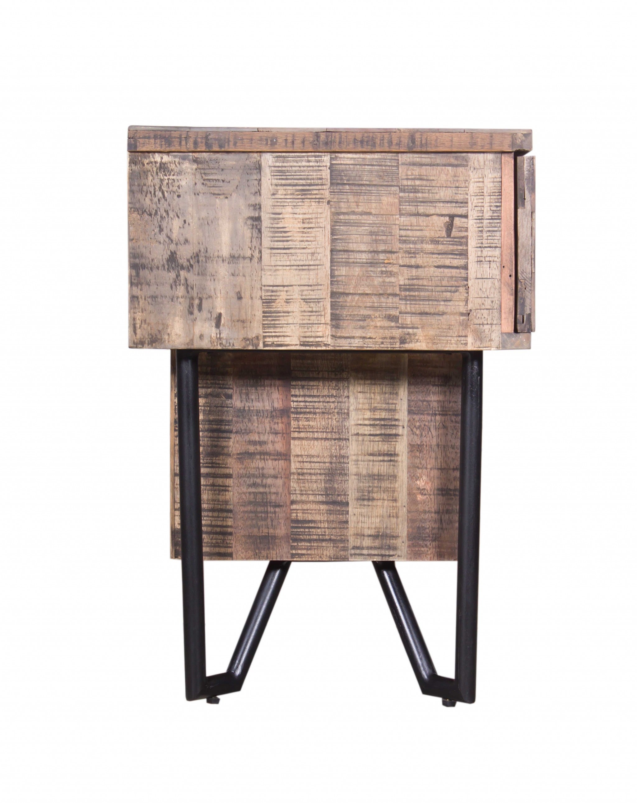 20" X 63" X 28.5" Natural/Black Wood Iron Media Unit