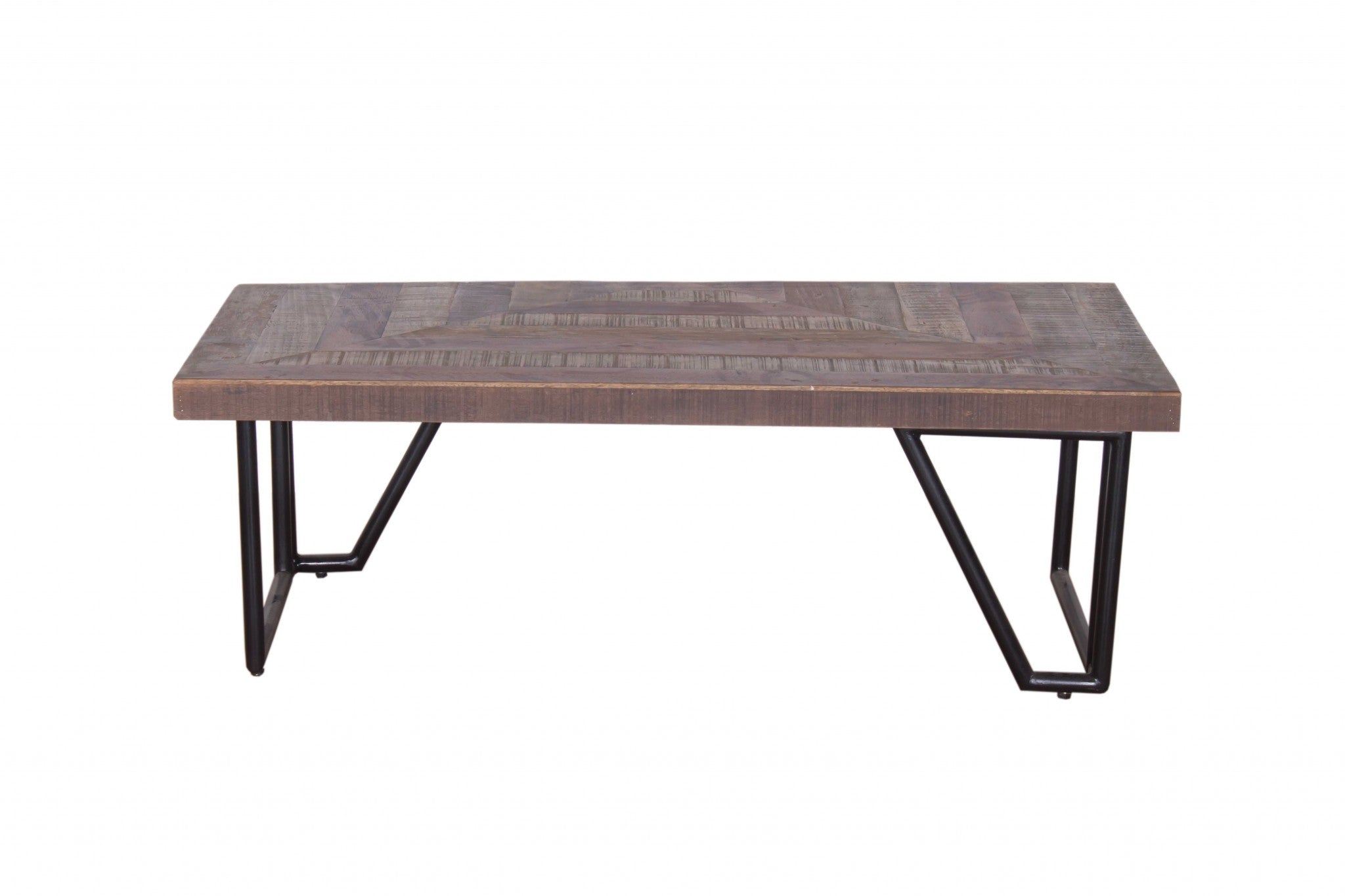 48" X 24" X 16" Natural and Black Wood Iron Coffee Table