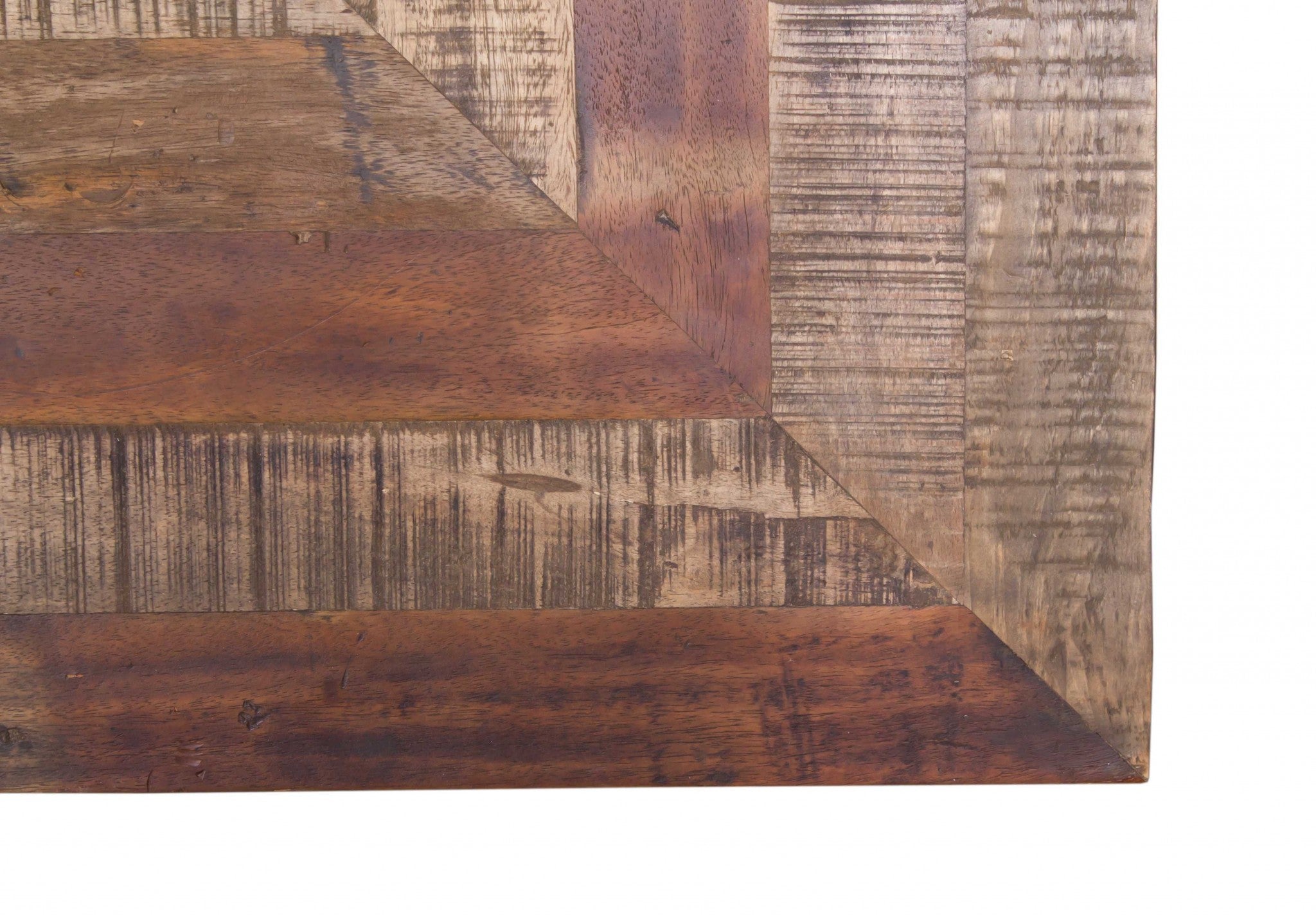 48" X 24" X 16" Natural and Black Wood Iron Coffee Table