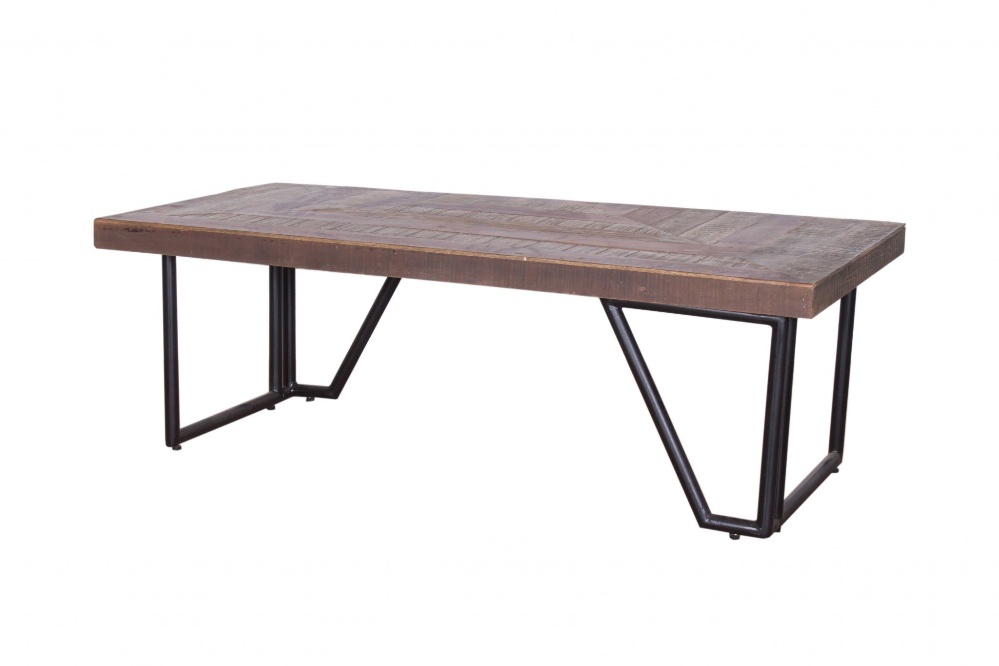 48" X 24" X 16" Natural and Black Wood Iron Coffee Table