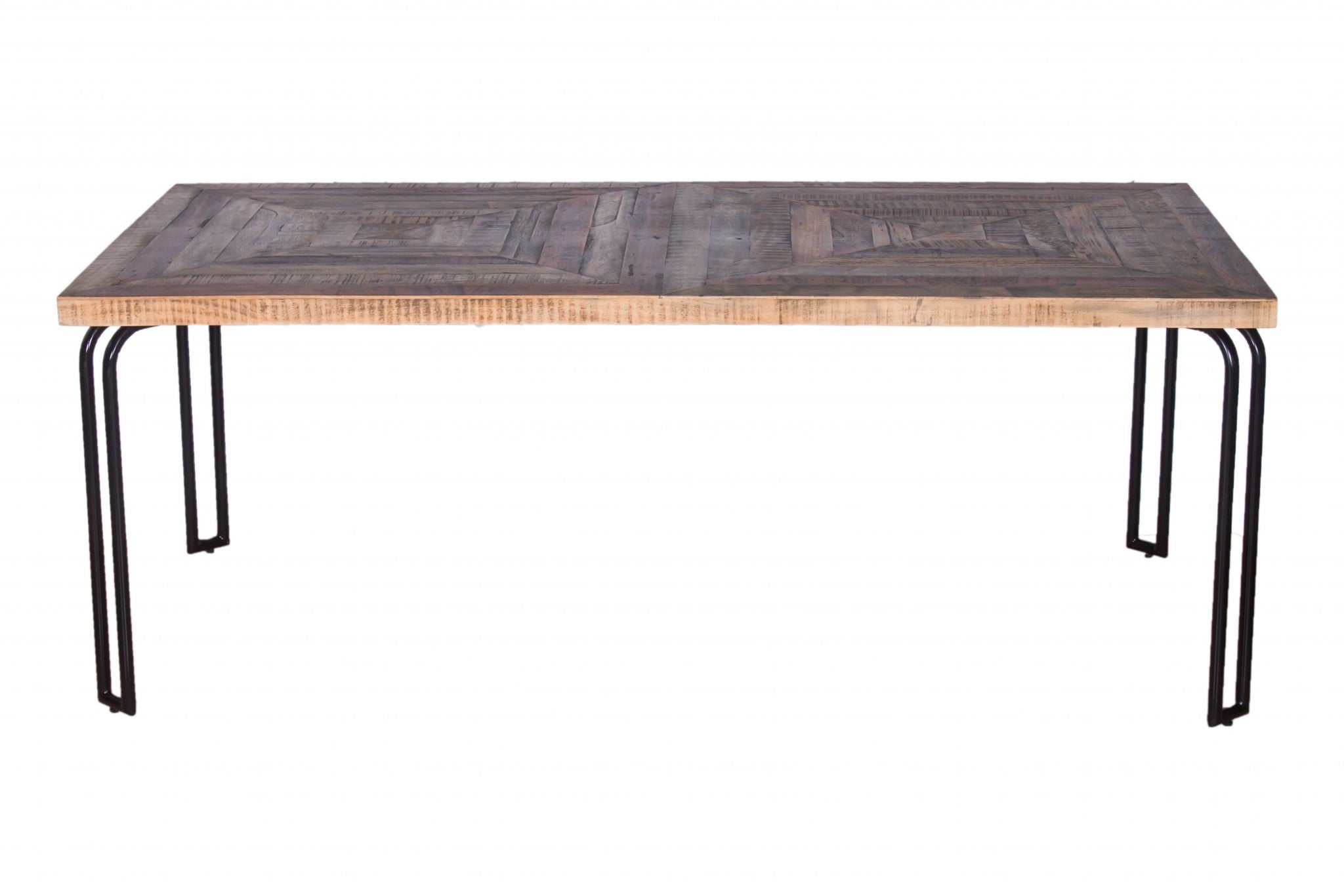 40" X 80" X 30" Natural Black 6 Wood 3 Iron Large Dining Table
