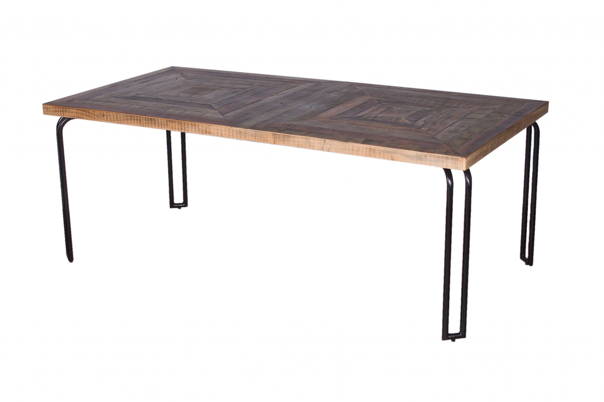 40" X 80" X 30" Natural Black 6 Wood 3 Iron Large Dining Table