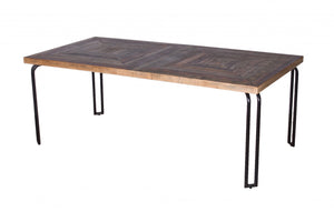 40" X 80" X 30" Natural Black 6 Wood 3 Iron Large Dining Table