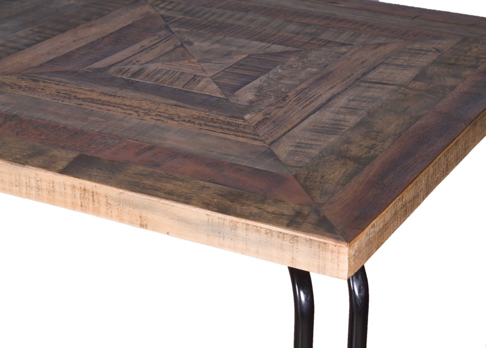 40" X 80" X 30" Natural Black 6 Wood 3 Iron Large Dining Table