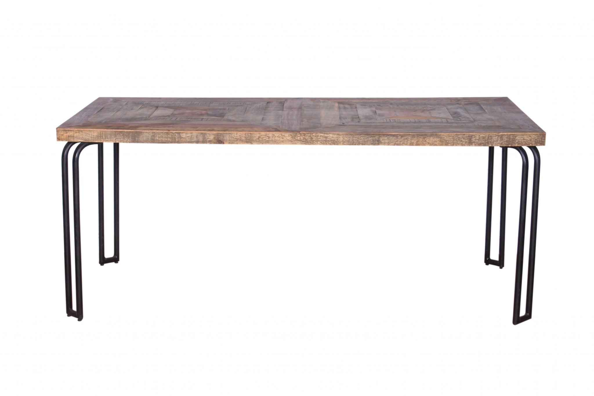36" X 72" X 30" Natural/Black 6 Wood 3 Iron Small Dining Table