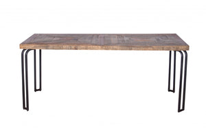 36" X 72" X 30" Natural/Black 6 Wood 3 Iron Small Dining Table