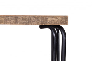 36" X 72" X 30" Natural/Black 6 Wood 3 Iron Small Dining Table