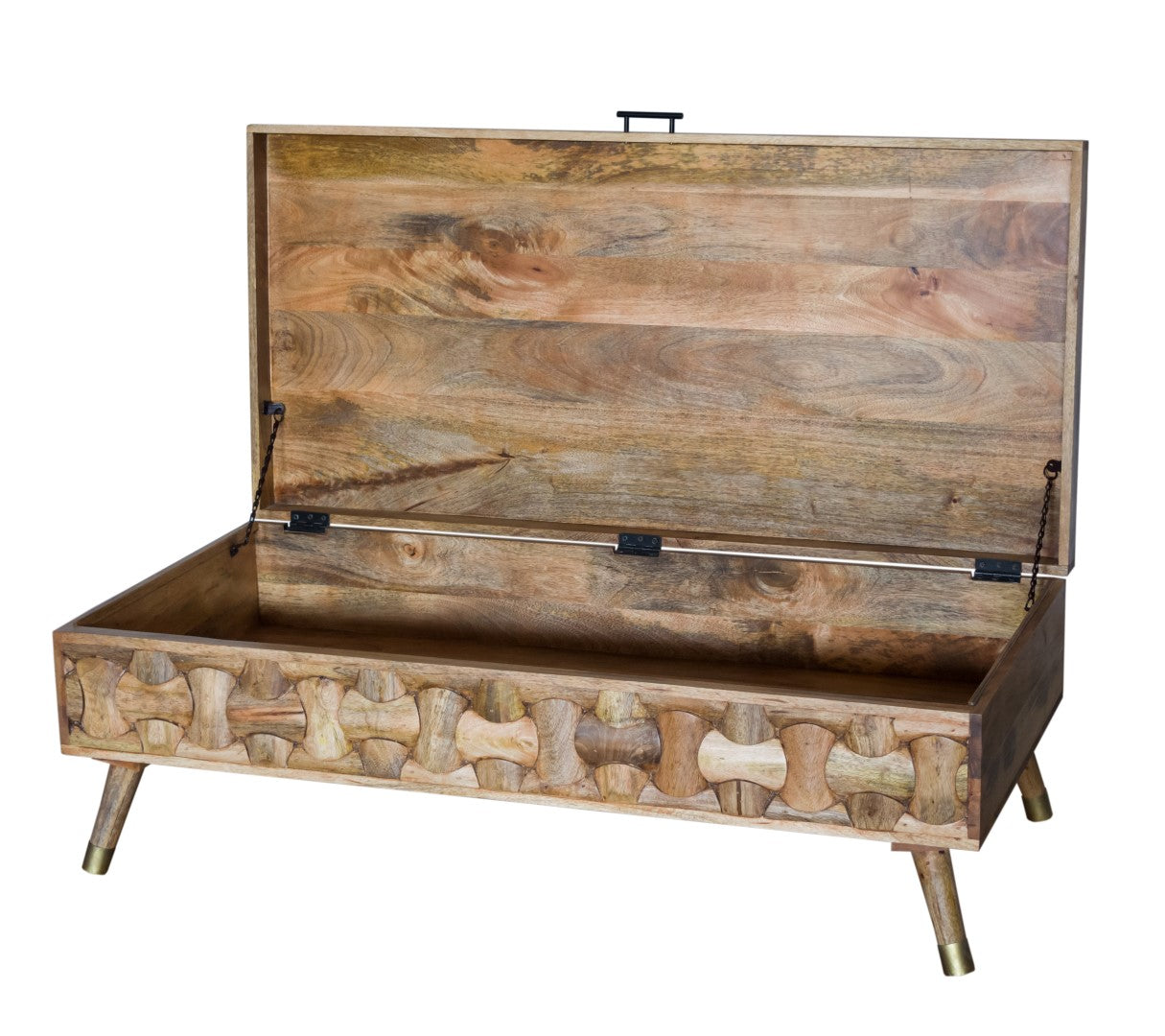 Distressed Mango Wood Coffee Table With Storage