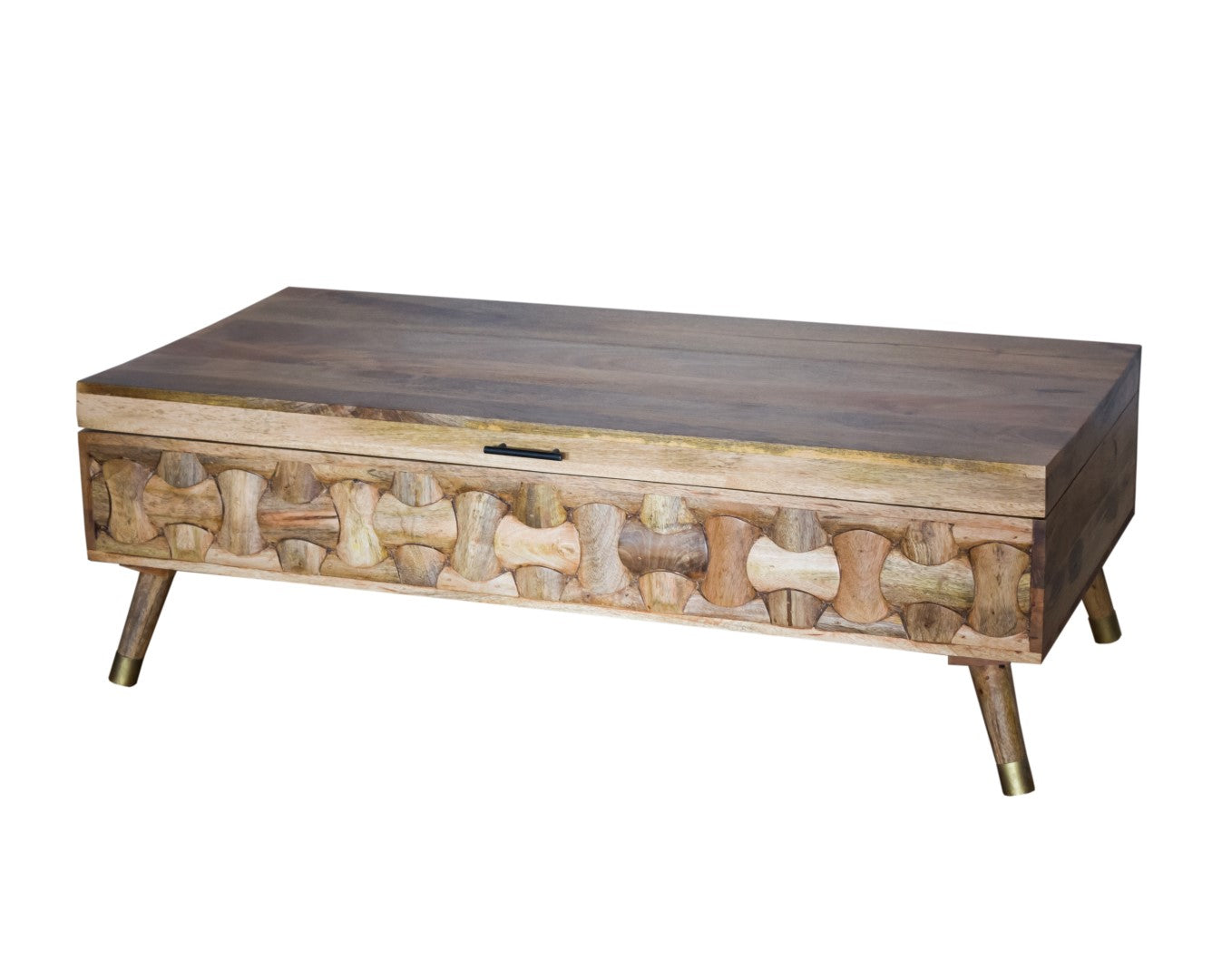 Distressed Mango Wood Coffee Table With Storage