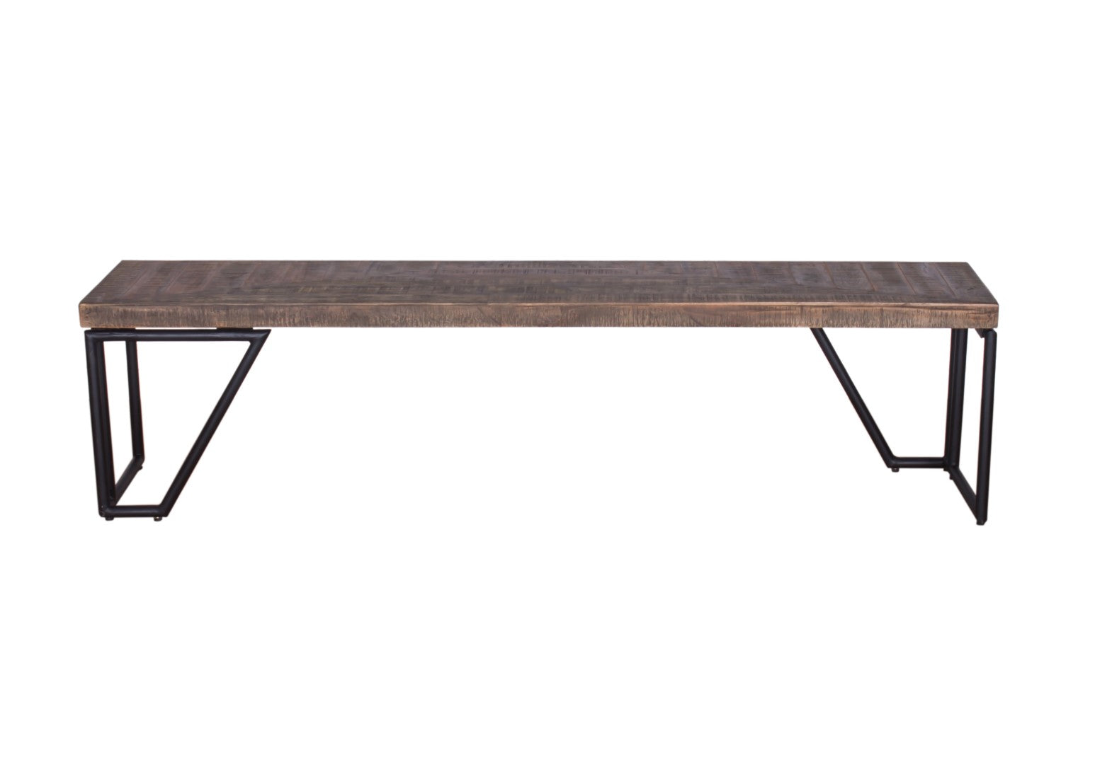 15" X 60" X 18" Natural/Black Wood Iron Small Bench