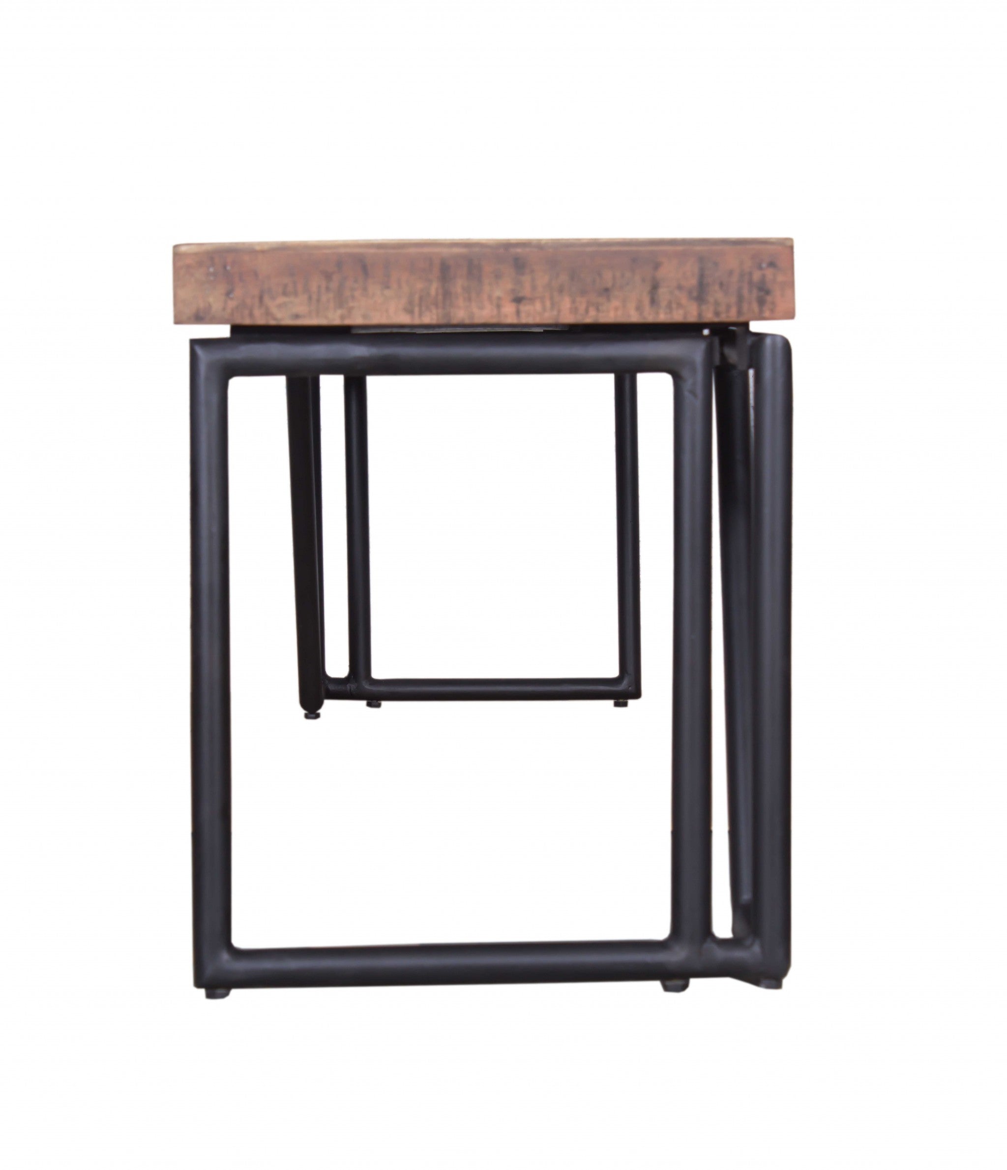 15" X 60" X 18" Natural/Black Wood Iron Small Bench