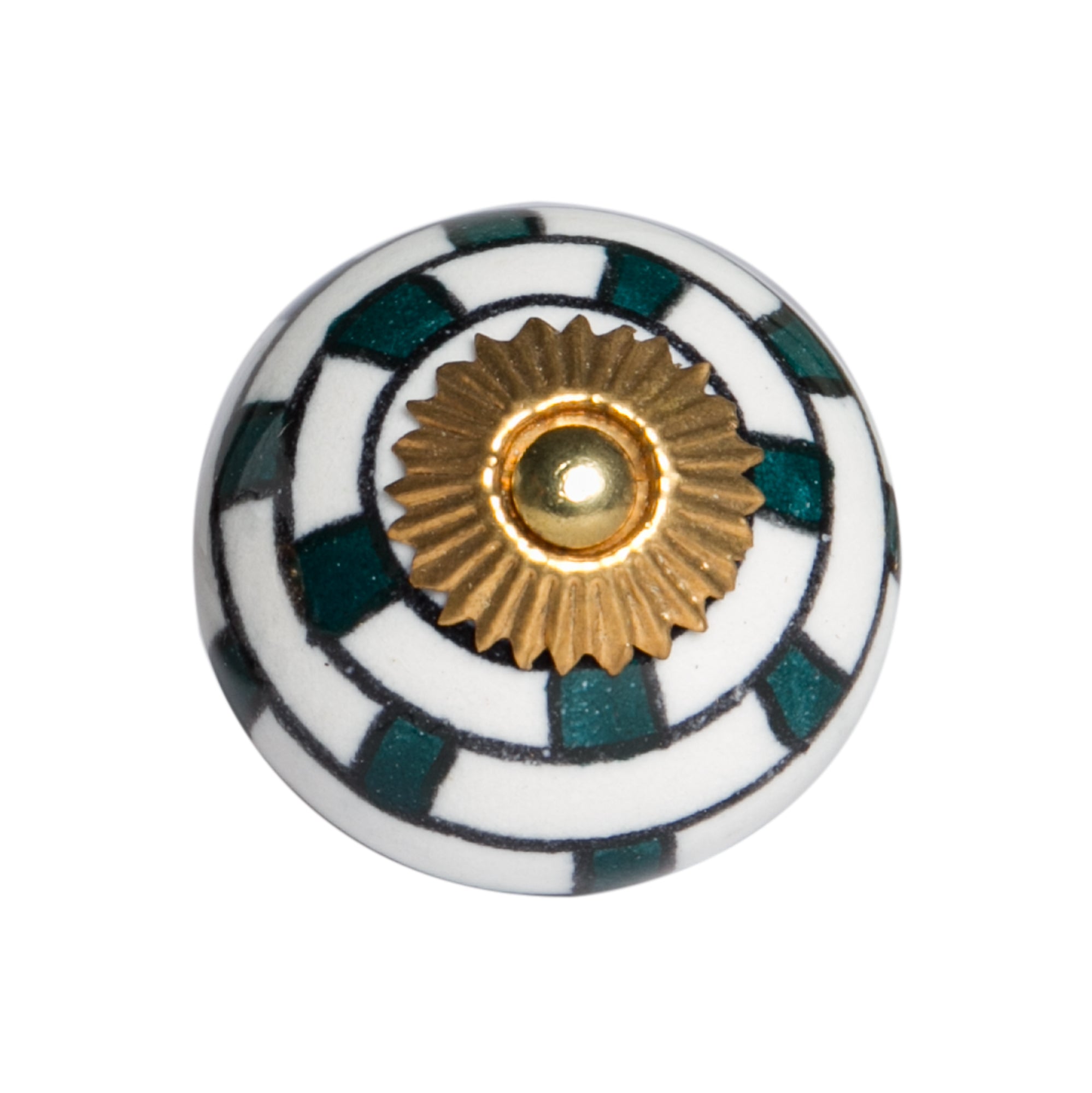 1.5" x 1.5" x 1.5" Green, White And Gold - Knobs 8-Pack