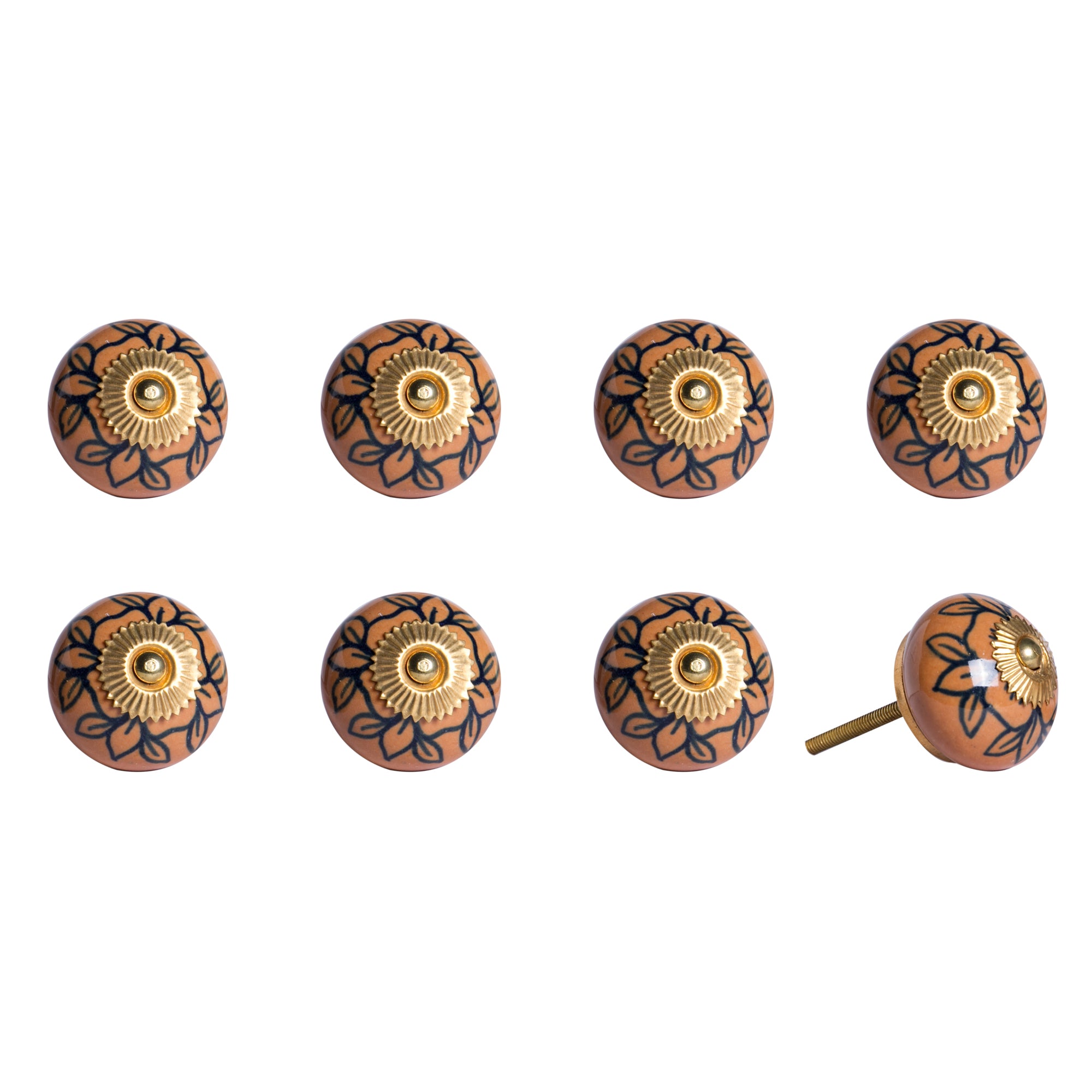 1.5" x 1.5" x 1.5" Orange, Gold And Black - Knobs 8-Pack