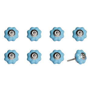 1.5" x 1.5" x 1.5" Glossy Navy  And Silver - Knobs 8-Pack