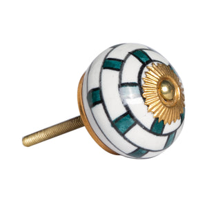 1.5" x 1.5" x 1.5" White, Teal and Gold - Knobs 12-Pack