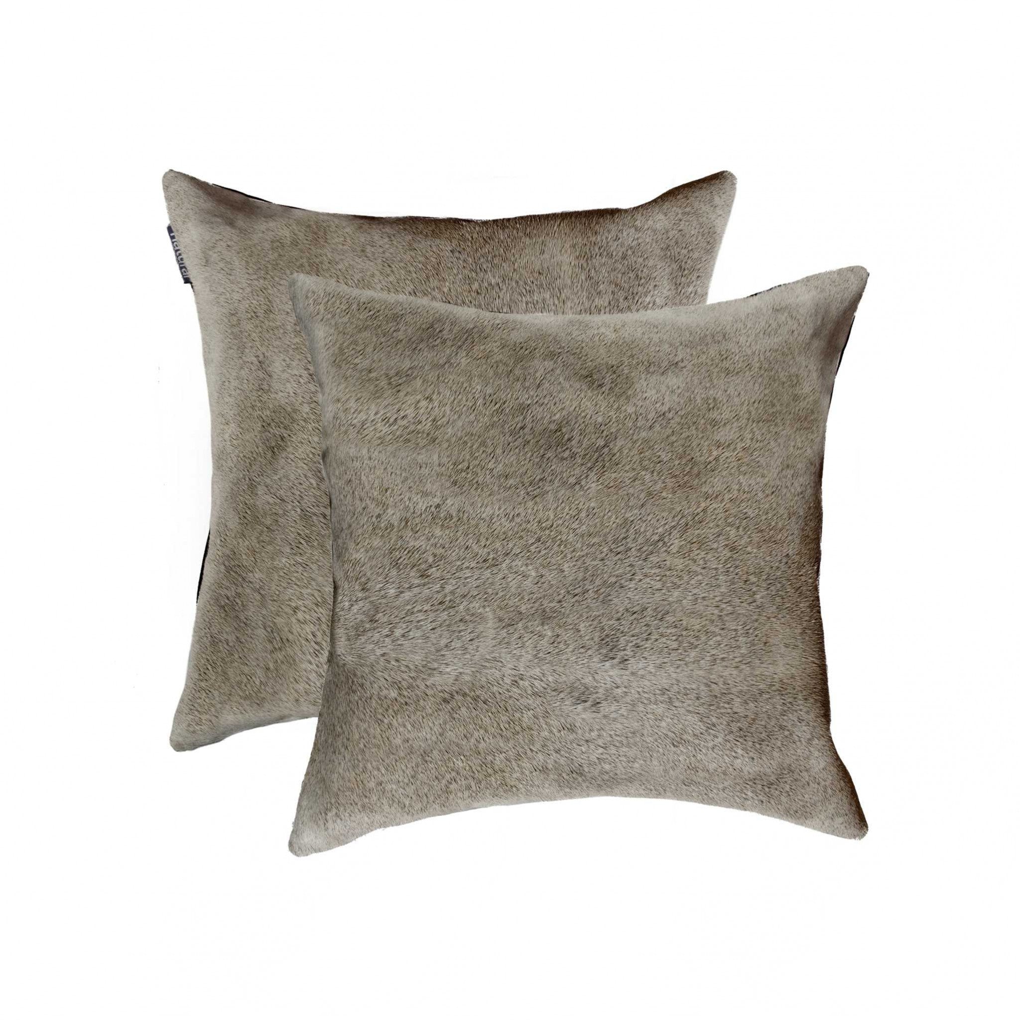 18" x 18" x 5" Gray Cowhide - Pillow 2-Pack