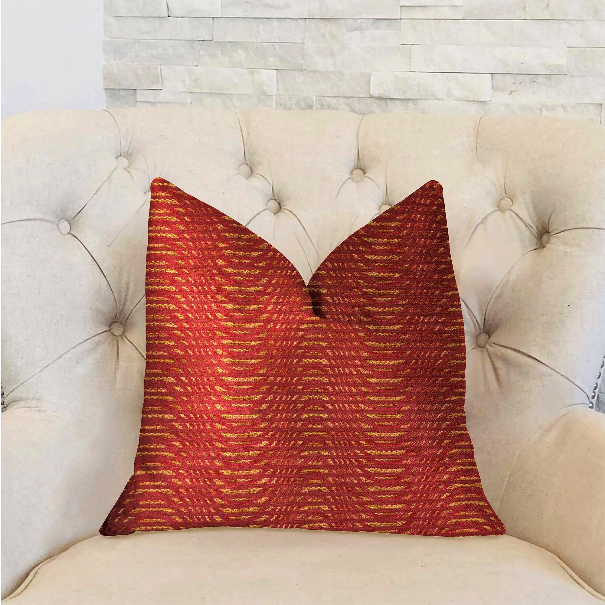 Red Luxury Throw Pillow  Double sided  12" x 20"