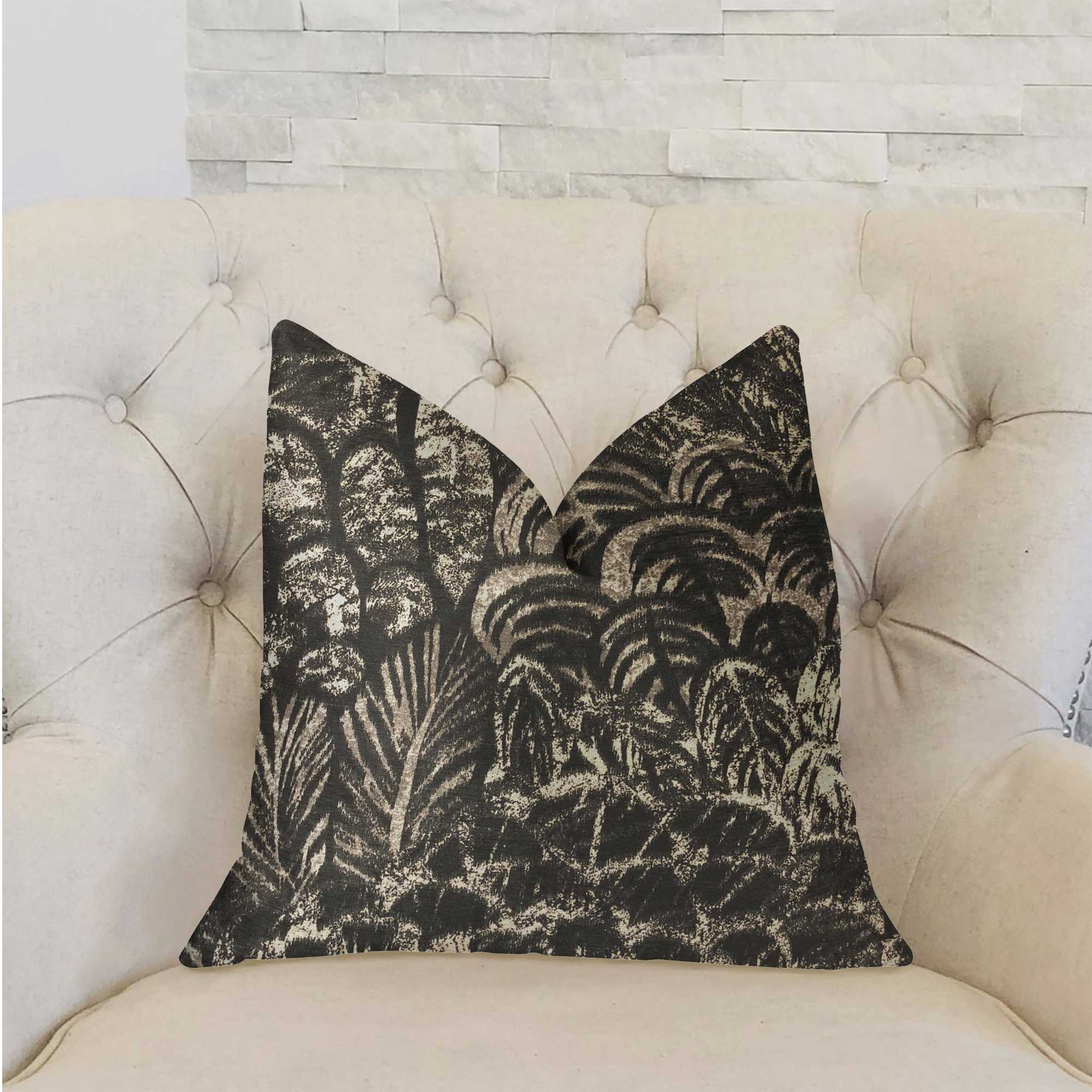 Black and Beige Luxury Throw Pillow  Double sided  16" x 16"