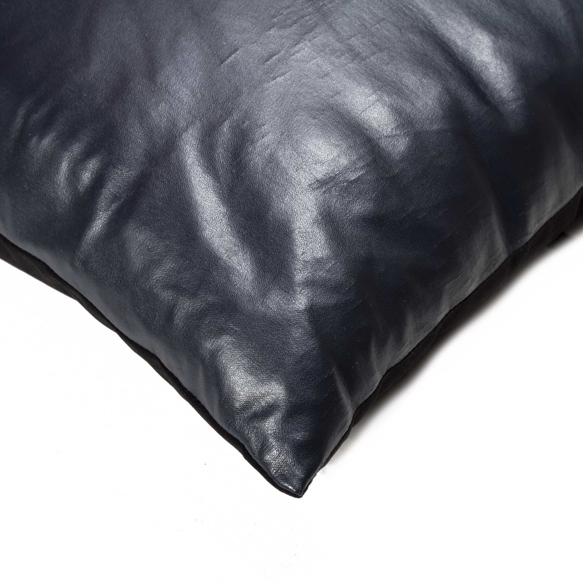 16" x 16" x 5" Navy Cowhide Leather - Pillow