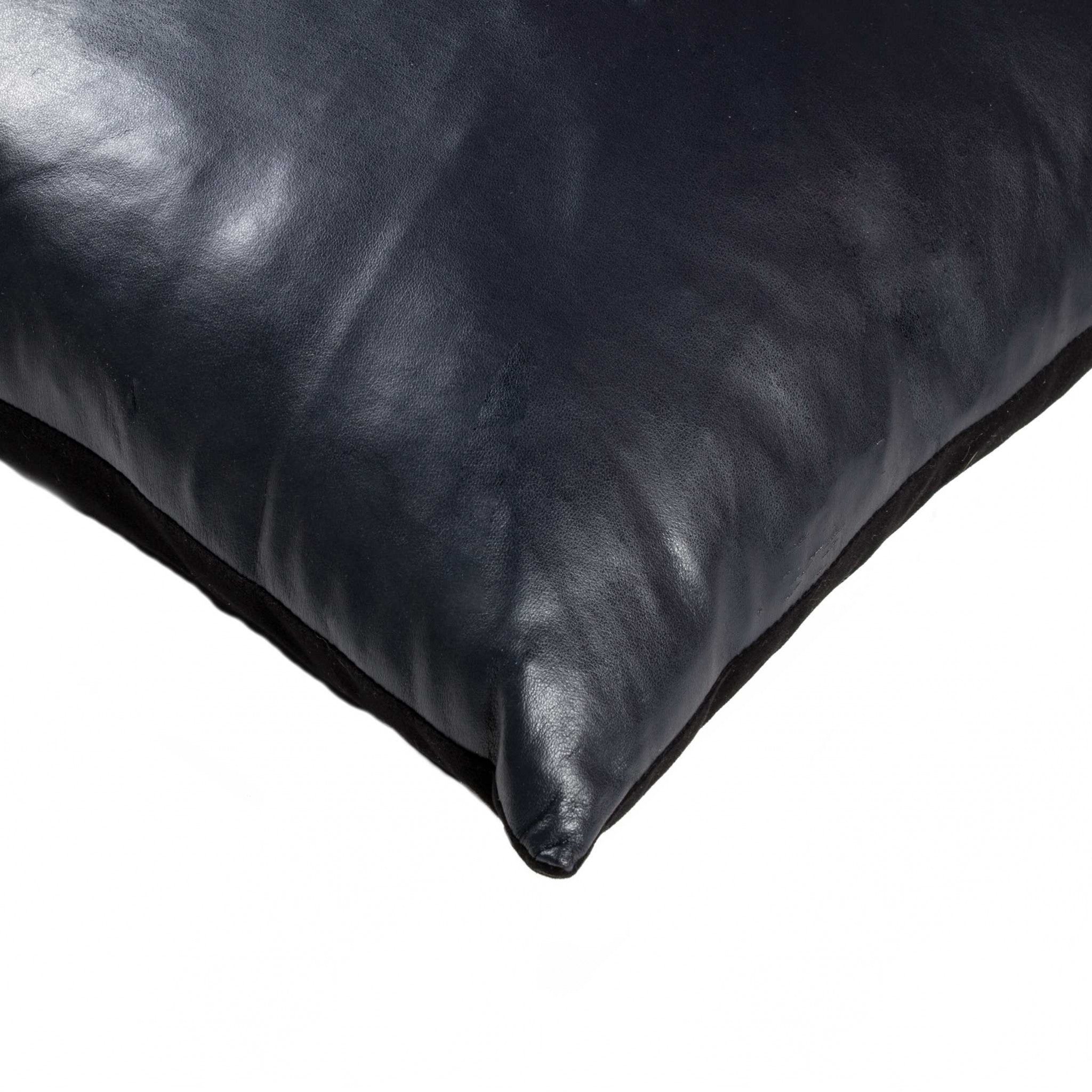 16" x 16" x 5" Saphire Blue Cowhide Leather - Pillow