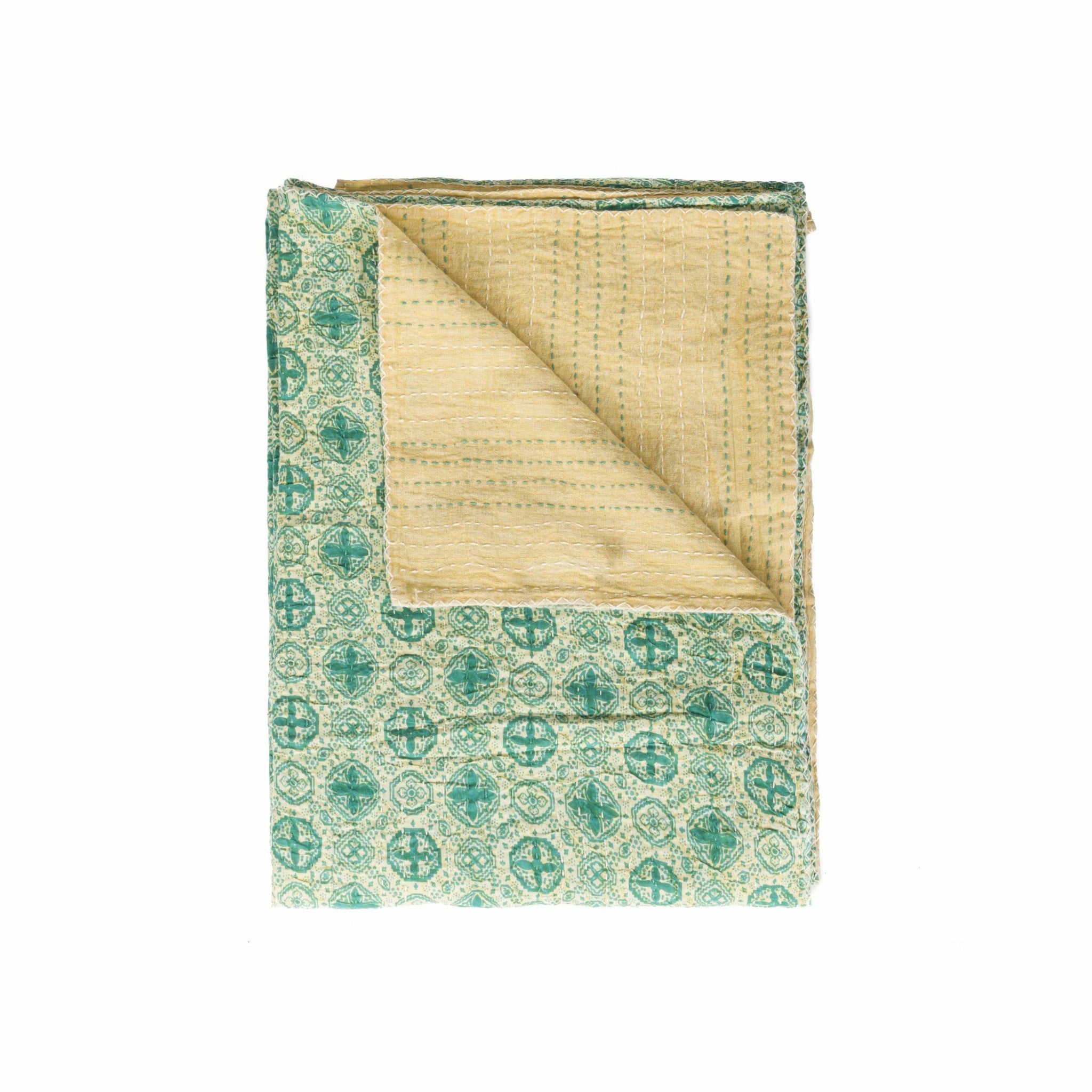 50" x 70" Multicolored, Striking, Kantha - Throw