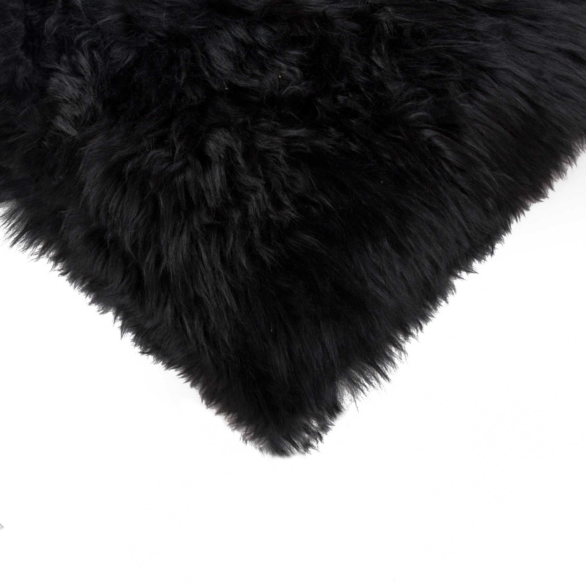 18" x 18" x 5" Modern Black New Zealand Sheepskin - Pillow