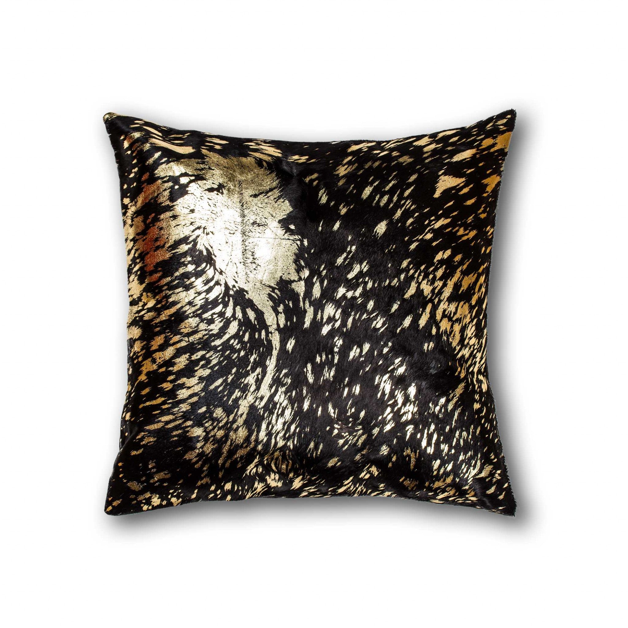 18" x 18" x 5" Trendy Chocolate & Gold Torino Kobe Cowhide - Pillow