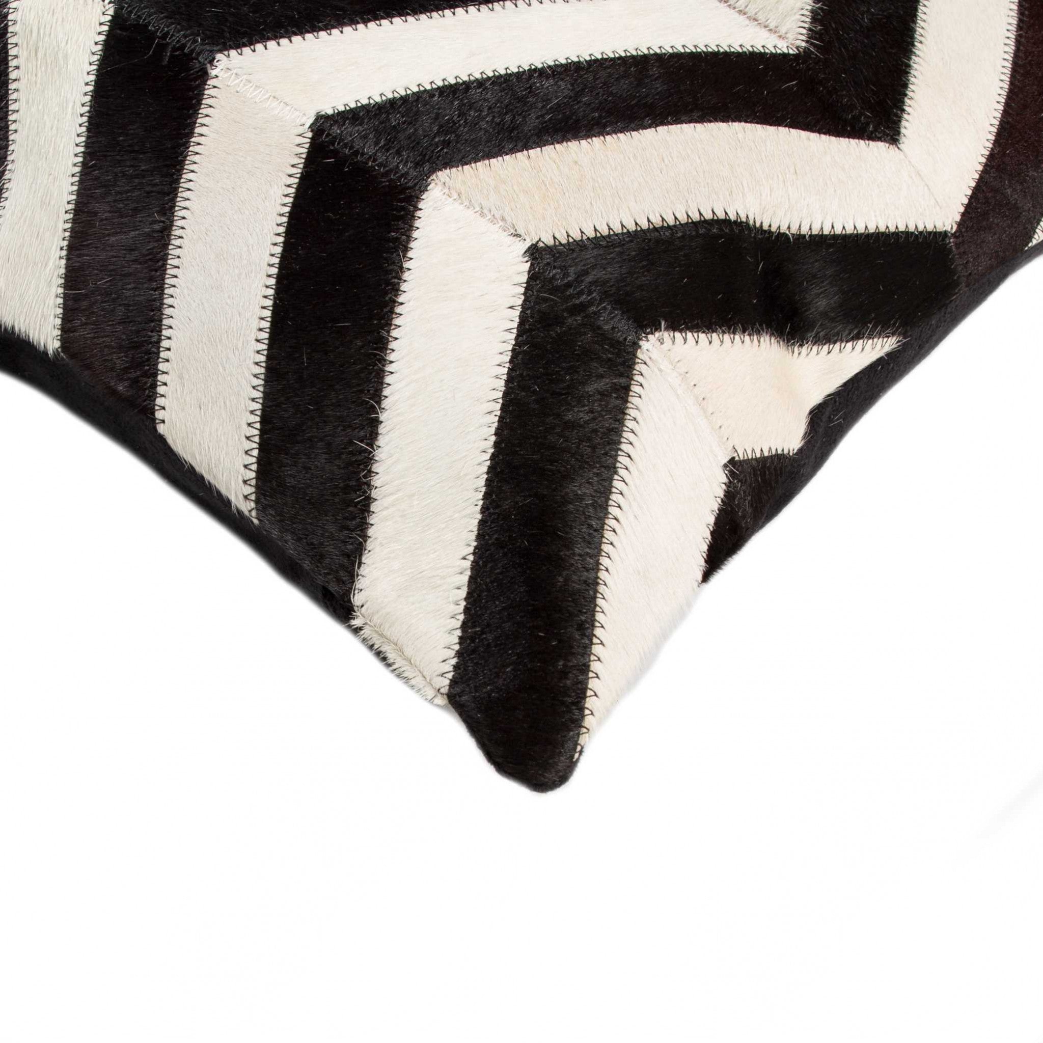 18" x 18" x 5" Lovely Black & Natural Kobe Cowhide - Pillow