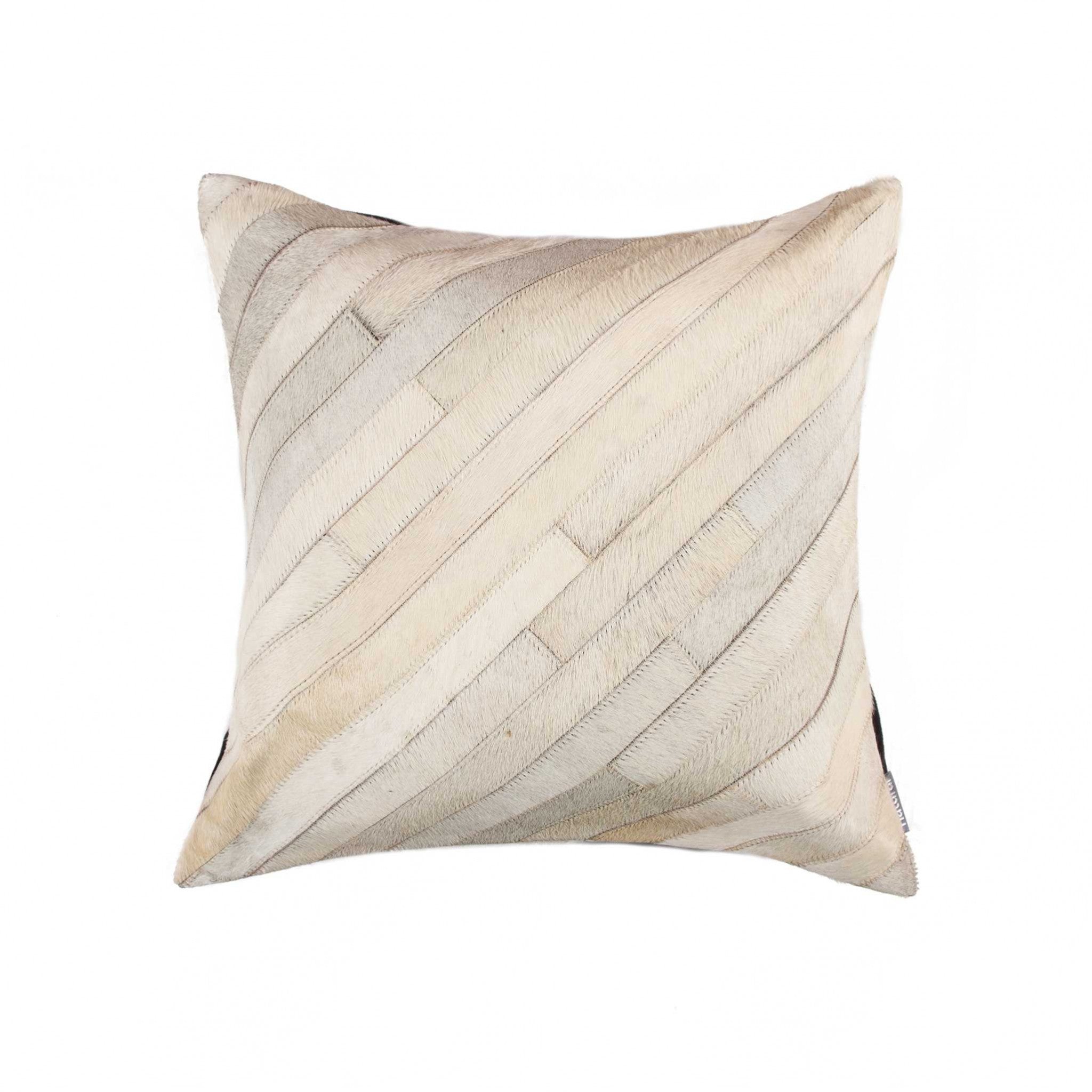 18" x 18" x 5" Natural Torino Diago Cowhide - Pillow
