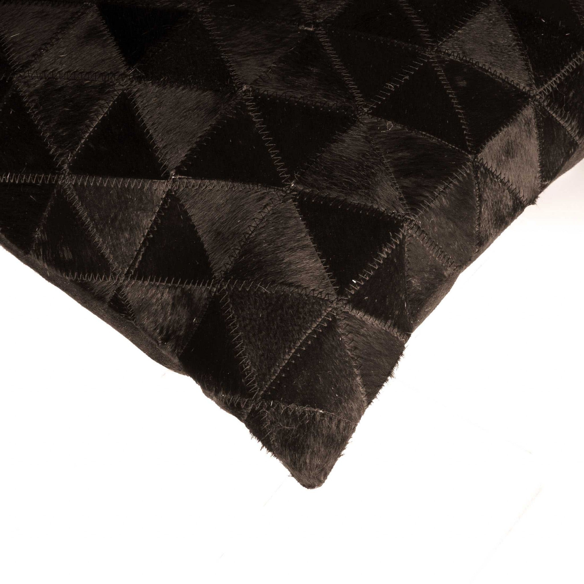 18" x 18" x 5" Contemporary Chocolate Mosaic Kobe Cowhide - Pillow