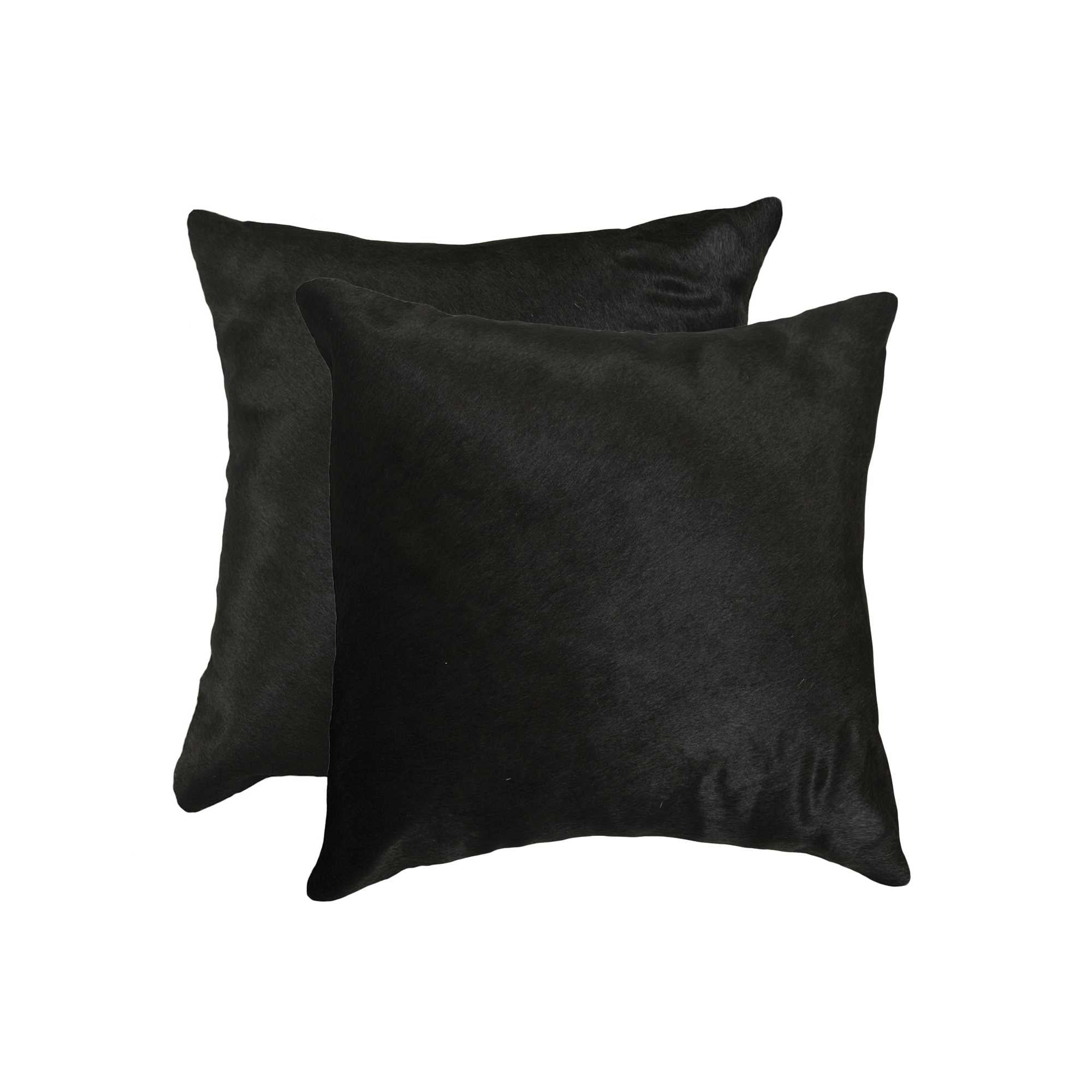18" x 18" x 5" Black Torino Cowhide - Pillow  2-Pack
