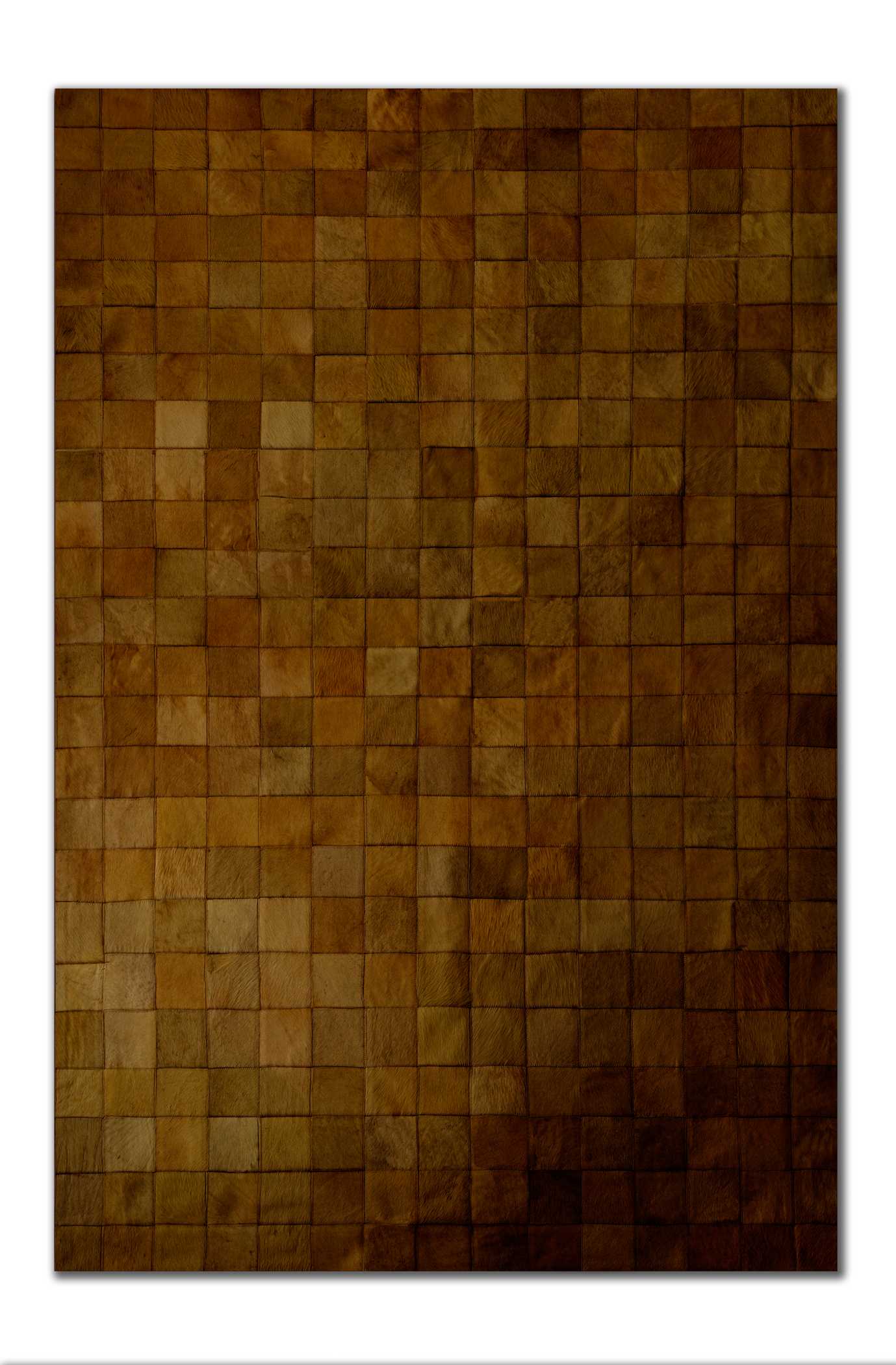 96" x 120" Brown 4" Square Patches Cowhide  Area Rug