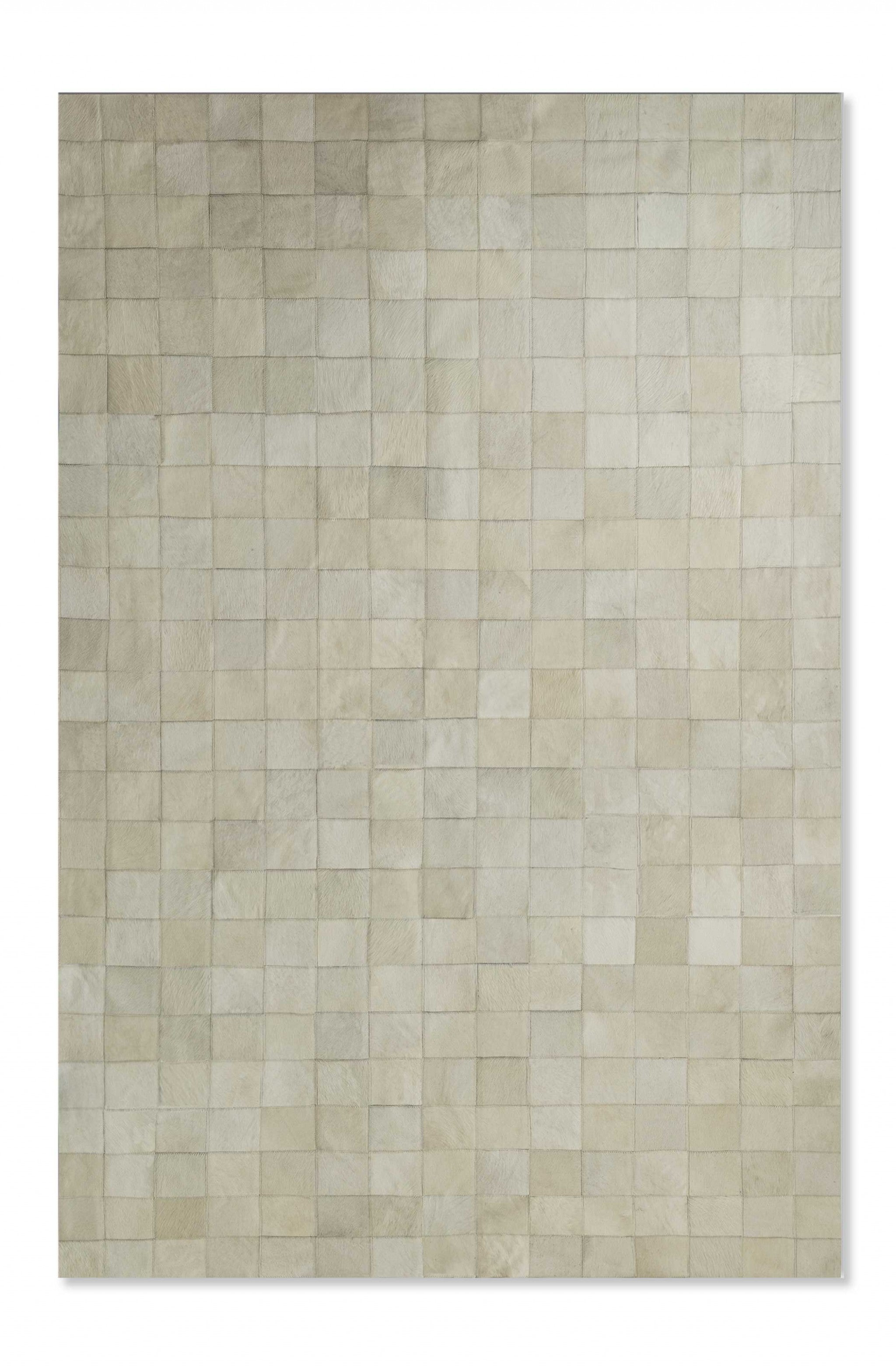 96" x 120" Off White 4" Square Patches Cowhide  Area Rug