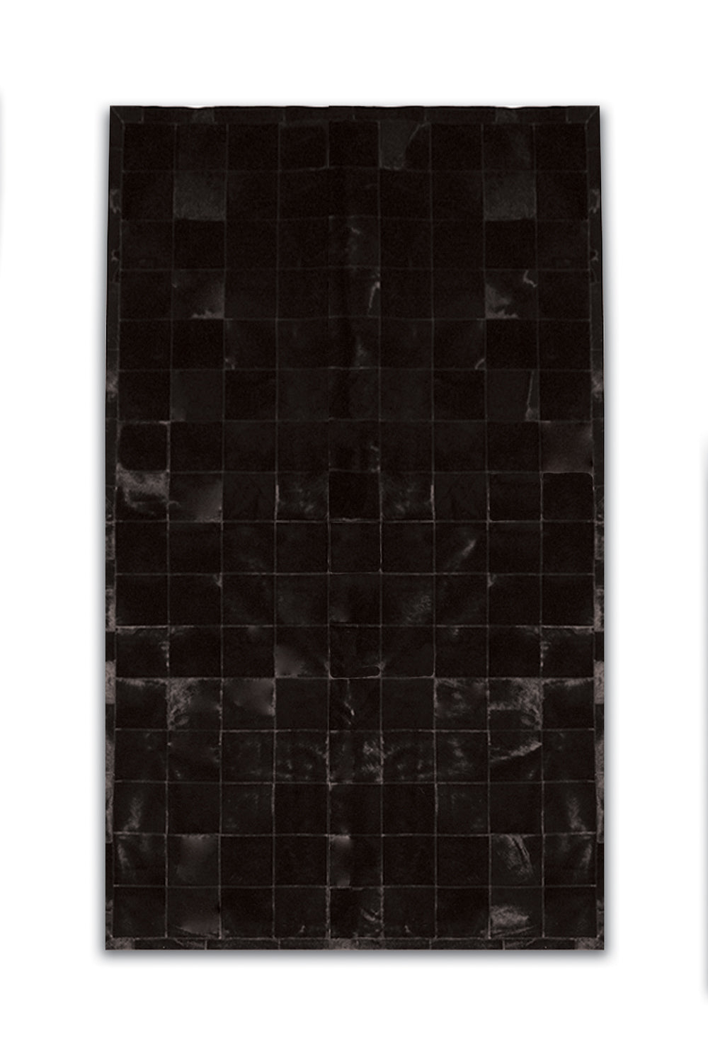 96" x 120" Black 4" Square Patches Cowhide  Area Rug