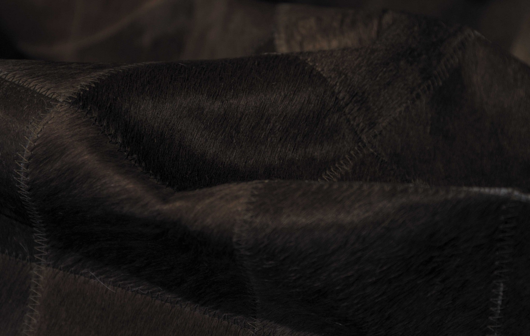 96" x 120" Chocolate 4" Square Patches Cowhide  Area Rug