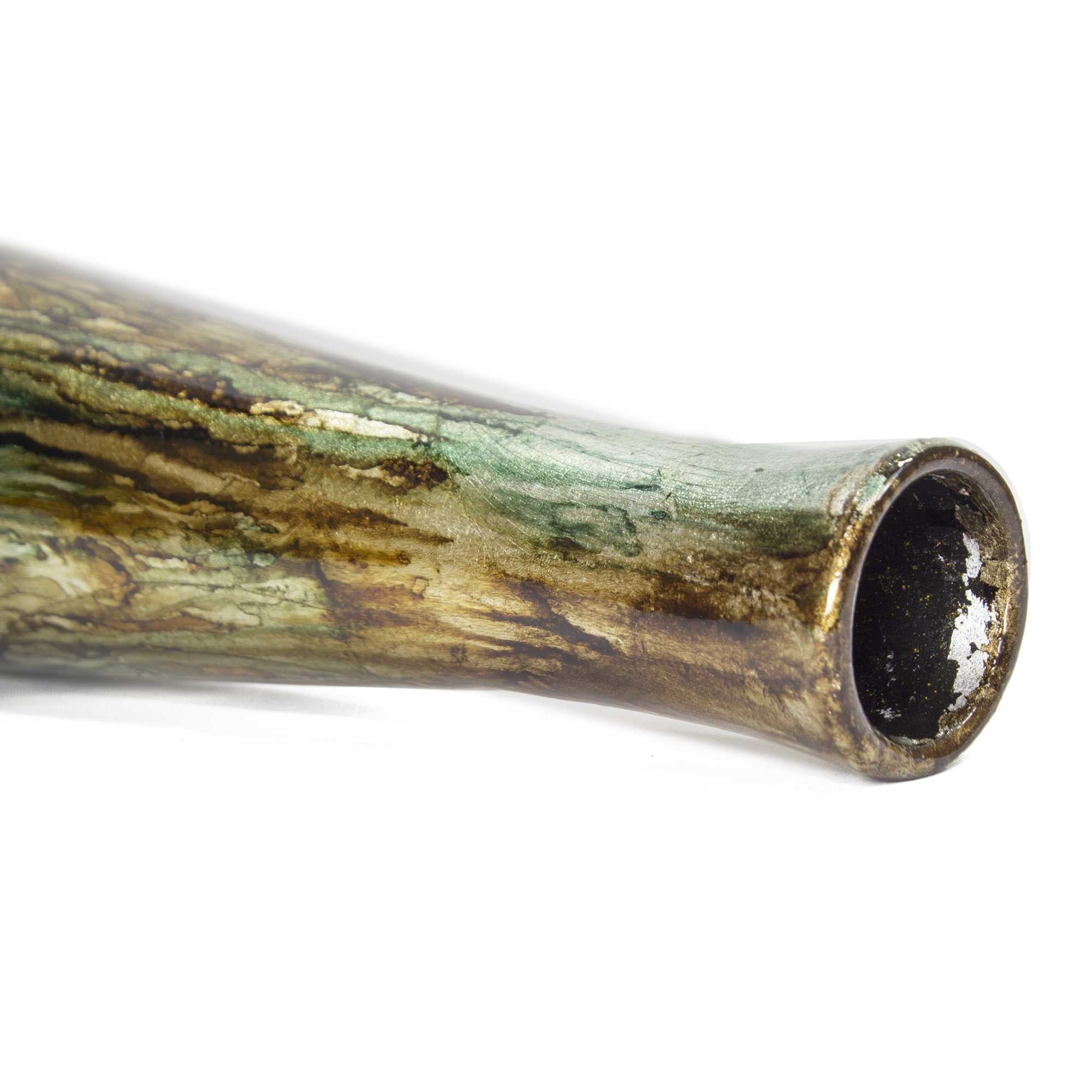 5.5" X 5.5" X 20.2" Copper Red and Gold Ceramic Floor Vase