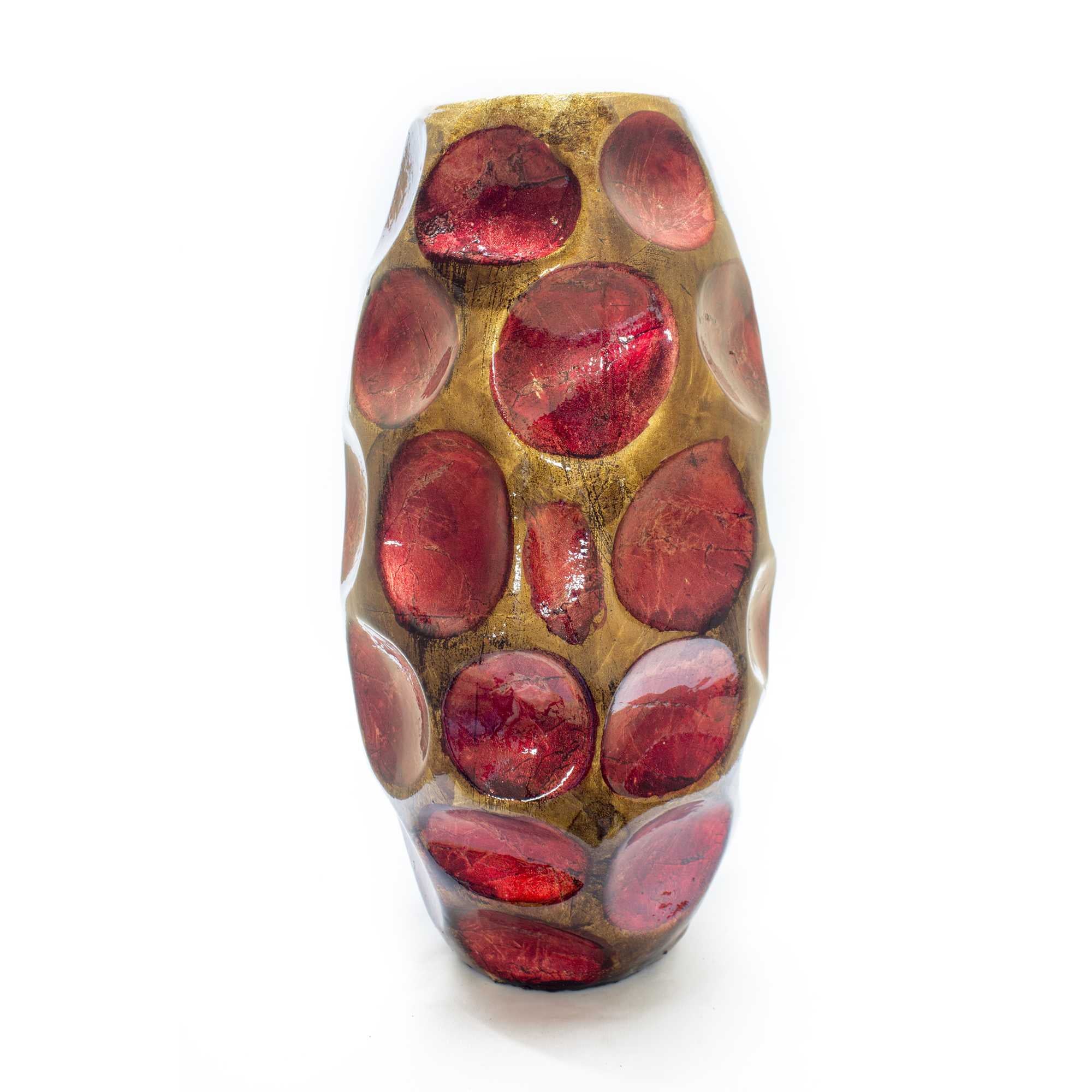 7" X 7" X 13" Gold  Copper  Brown Ceramic Table Vase