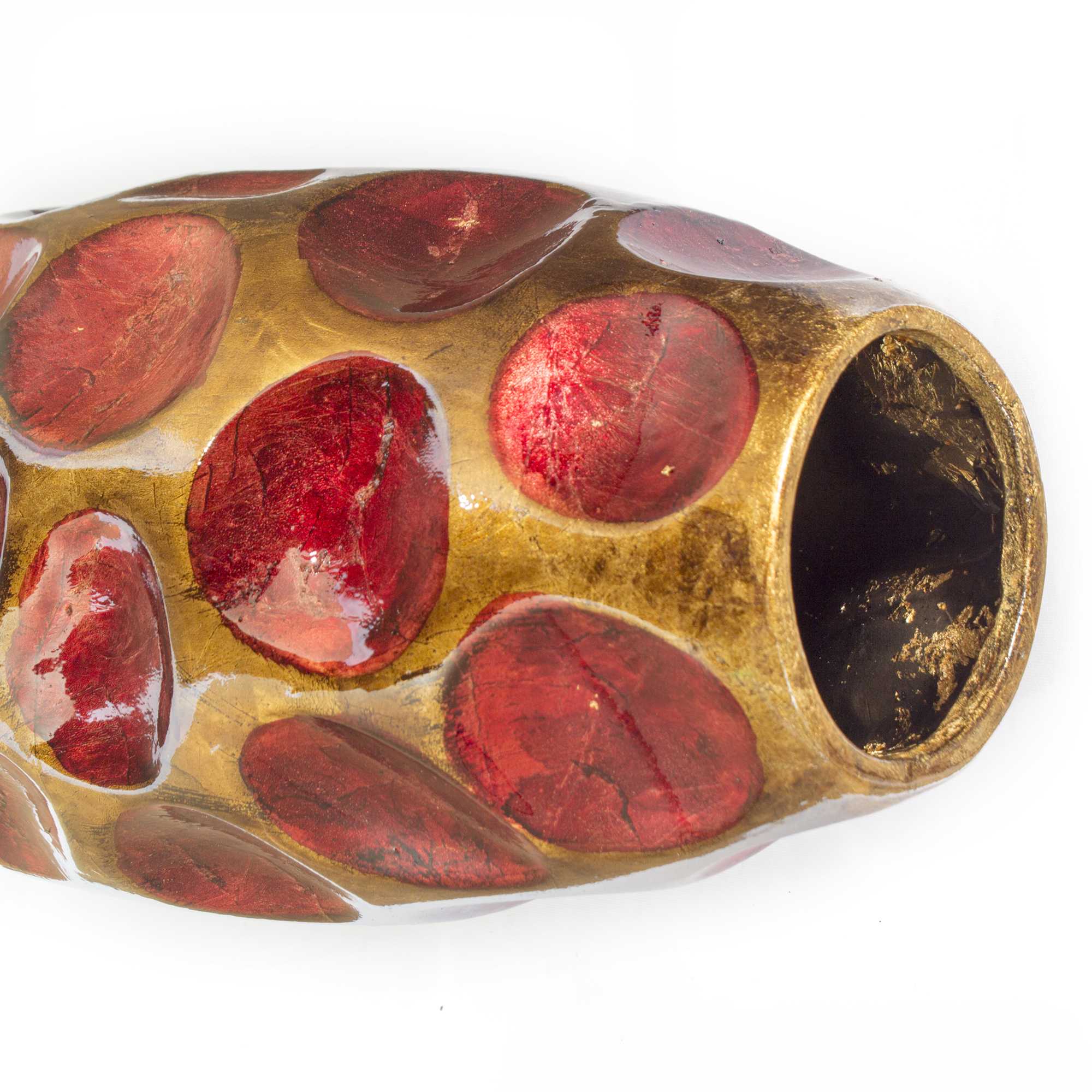 7" X 7" X 13" Gold  Copper  Brown Ceramic Table Vase