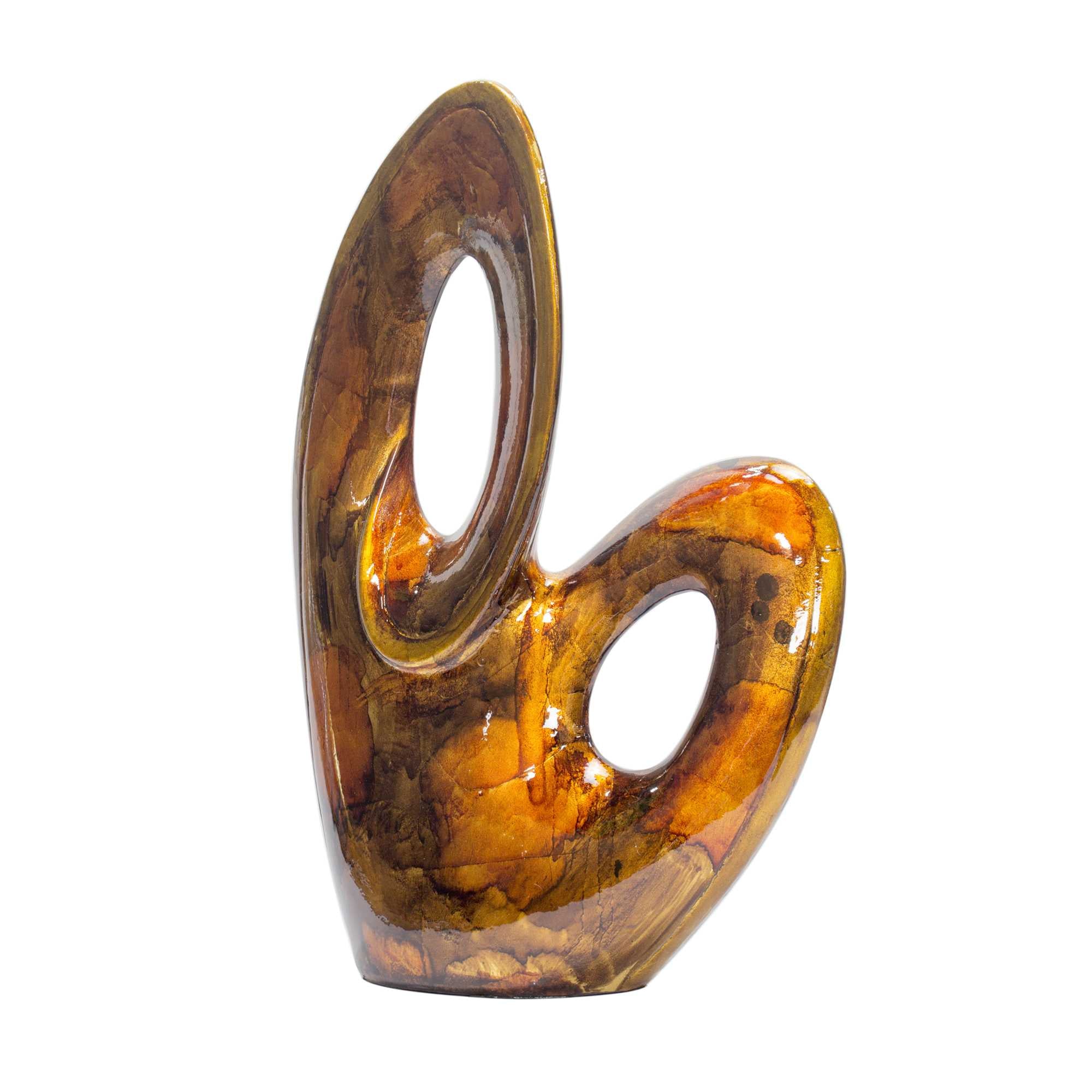 14" X 5" X 19.5" Copper Red and Gold Metal Sculpture