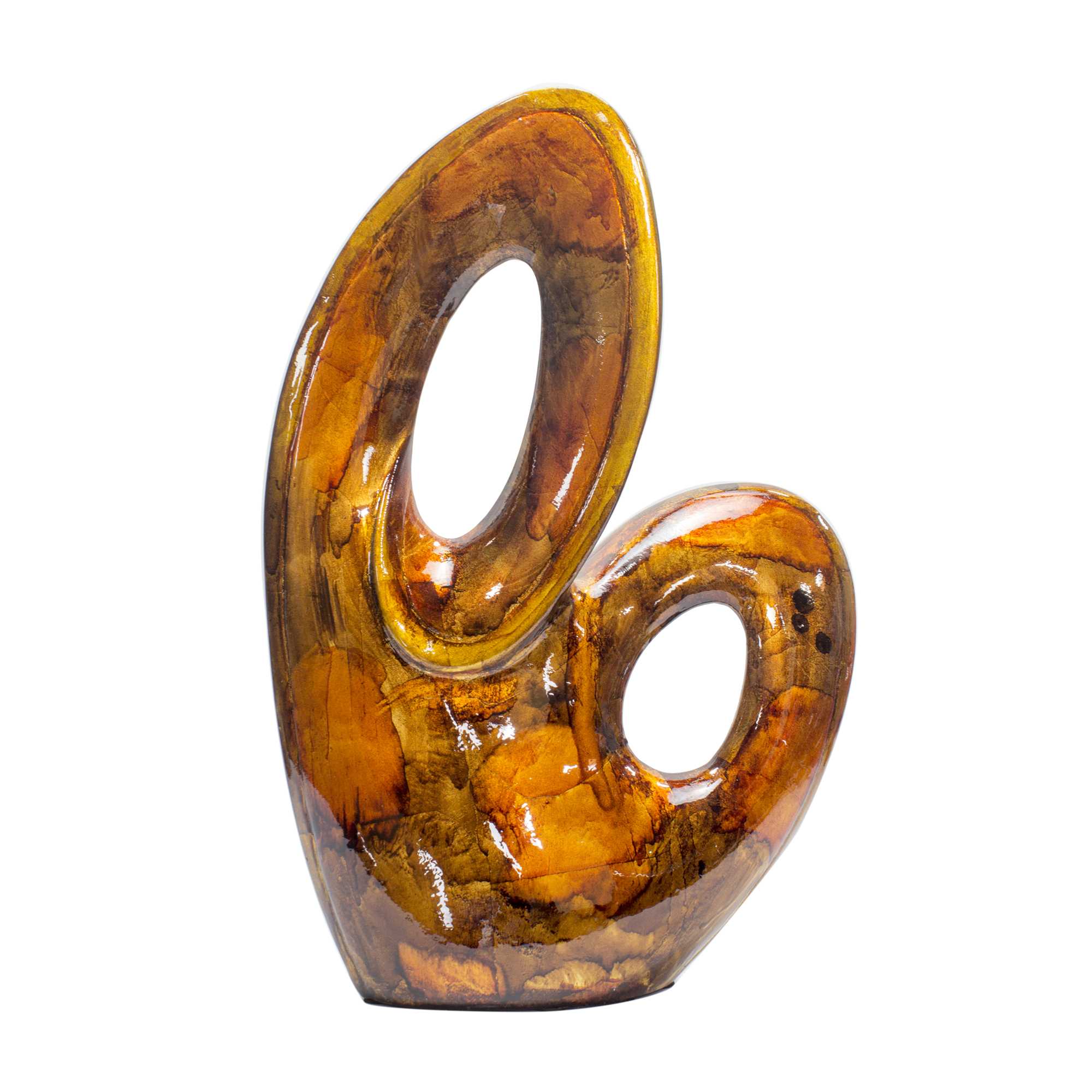 14" X 5" X 19.5" Copper Red and Gold Metal Sculpture