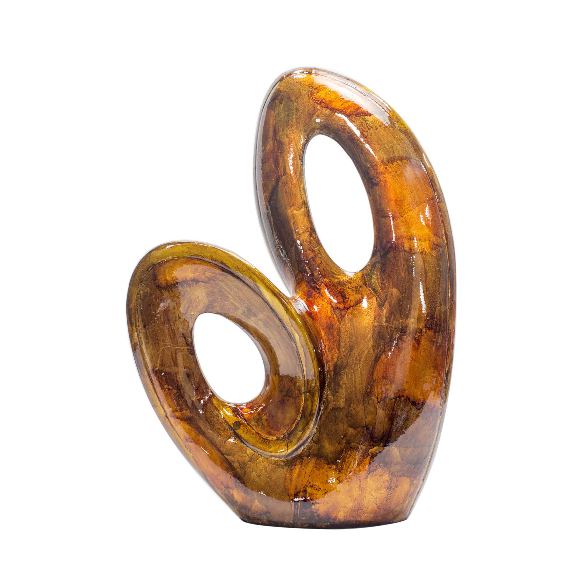 14" X 5" X 19.5" Copper Red and Gold Metal Sculpture