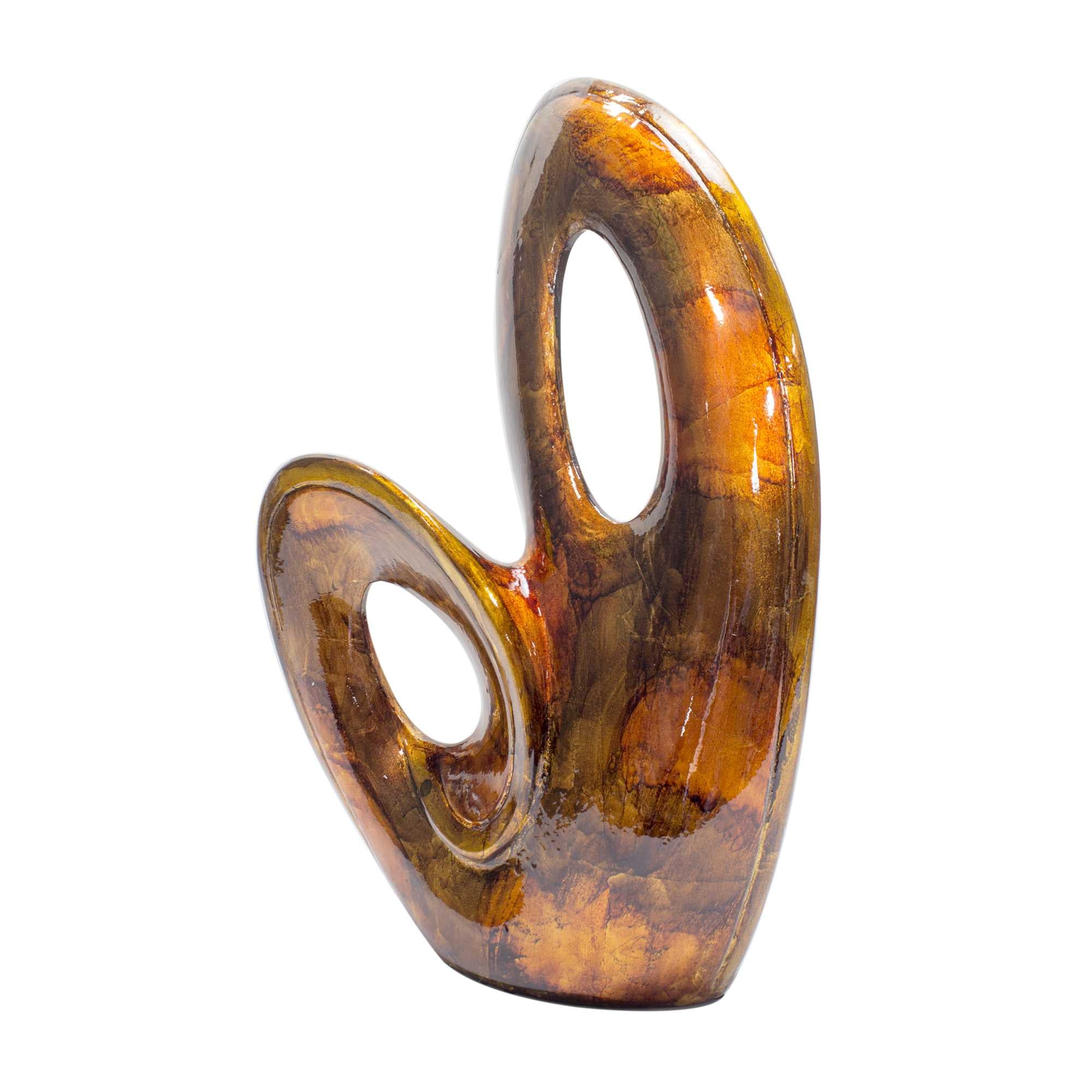 14" X 5" X 19.5" Copper Red and Gold Metal Sculpture