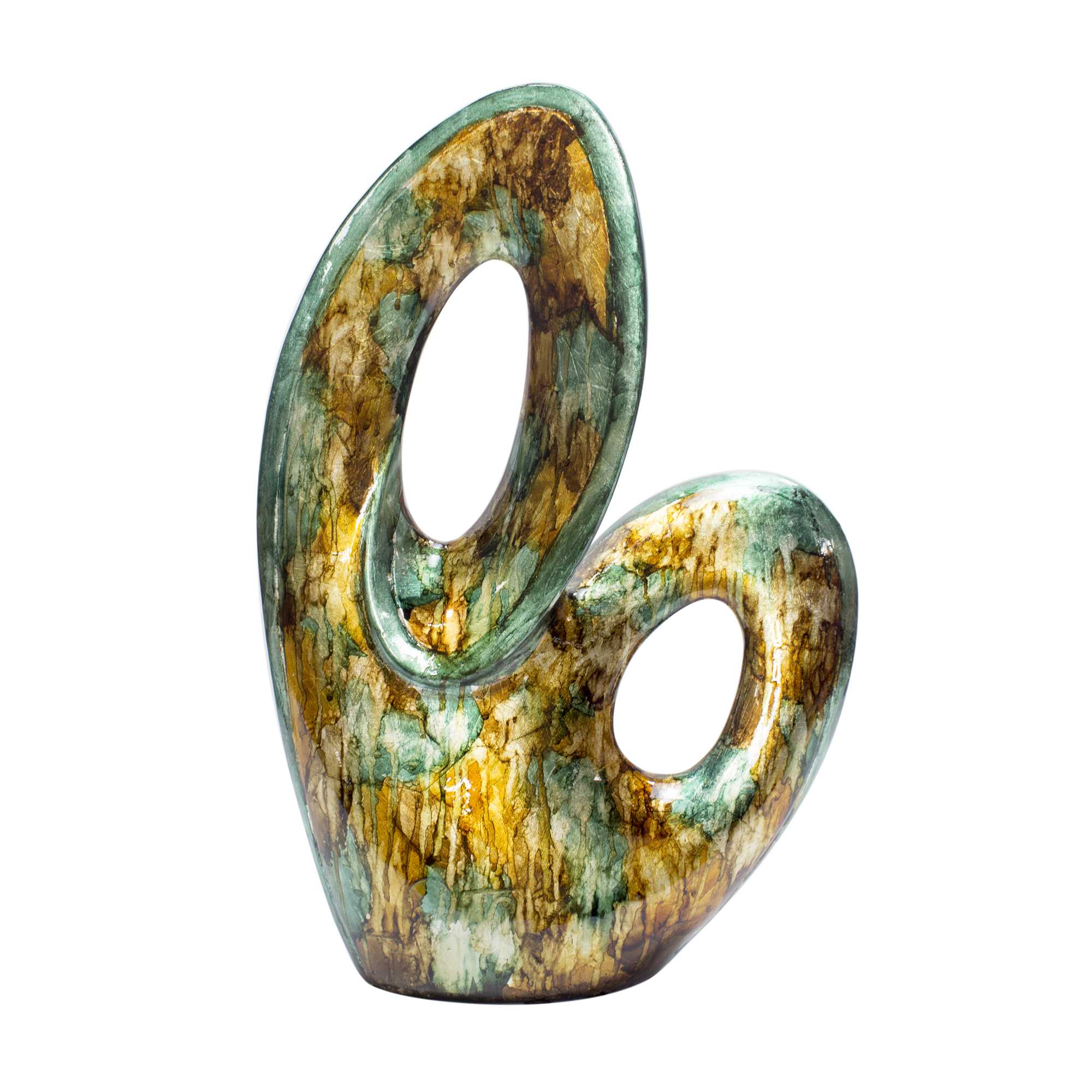 14" X 5" X 19.5" Gold Copper Brown Metal Sculpture