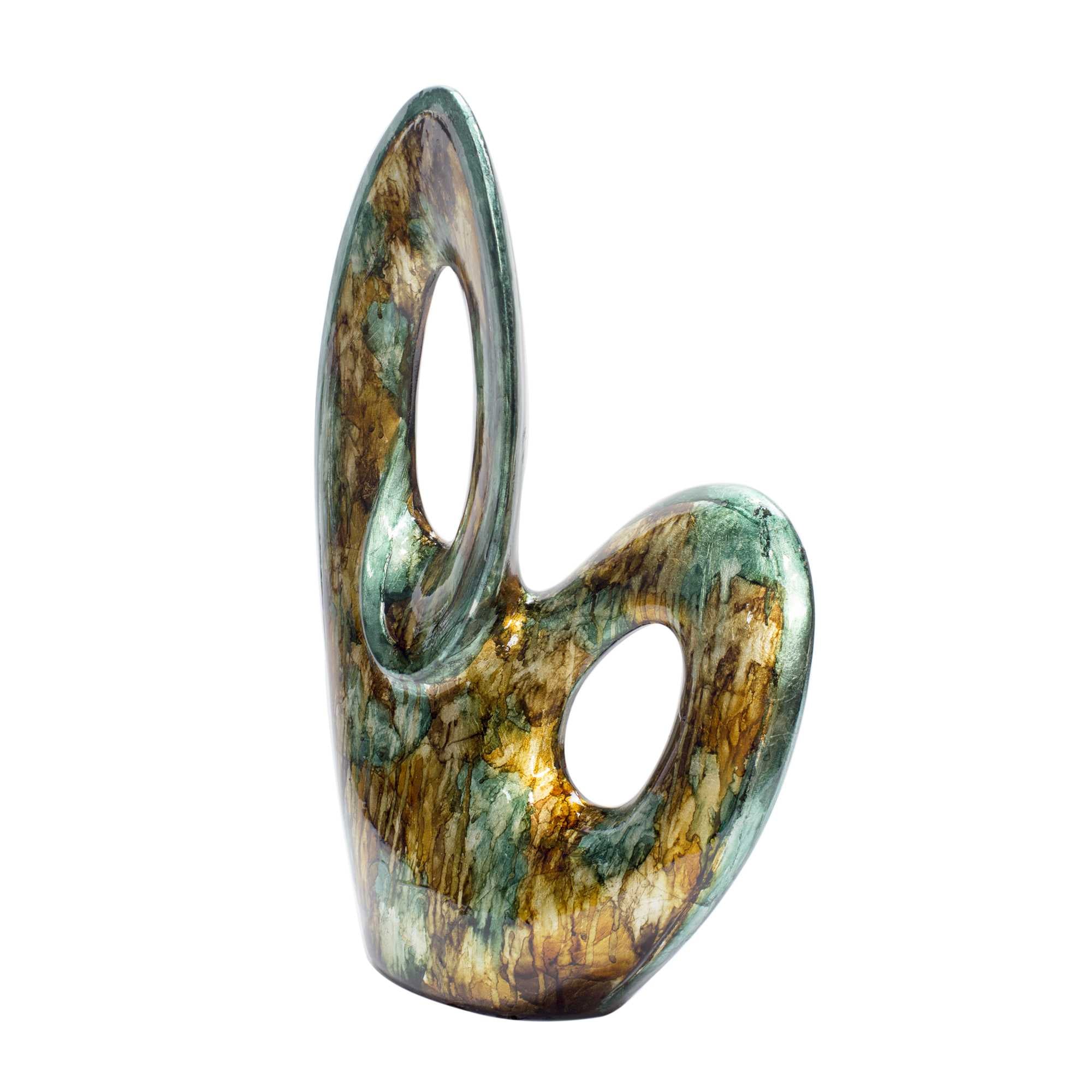 14" X 5" X 19.5" Gold Copper Brown Metal Sculpture