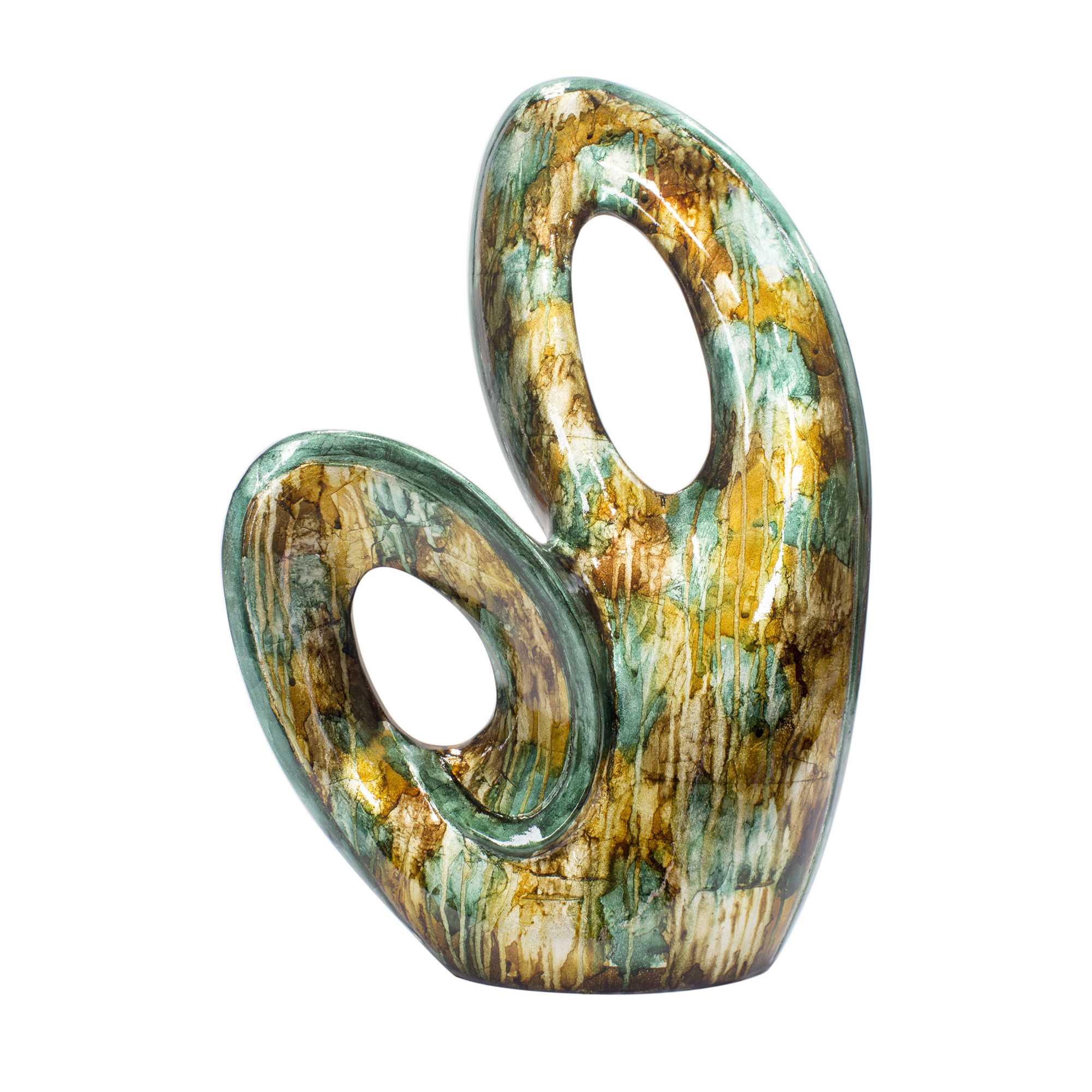 14" X 5" X 19.5" Gold Copper Brown Metal Sculpture