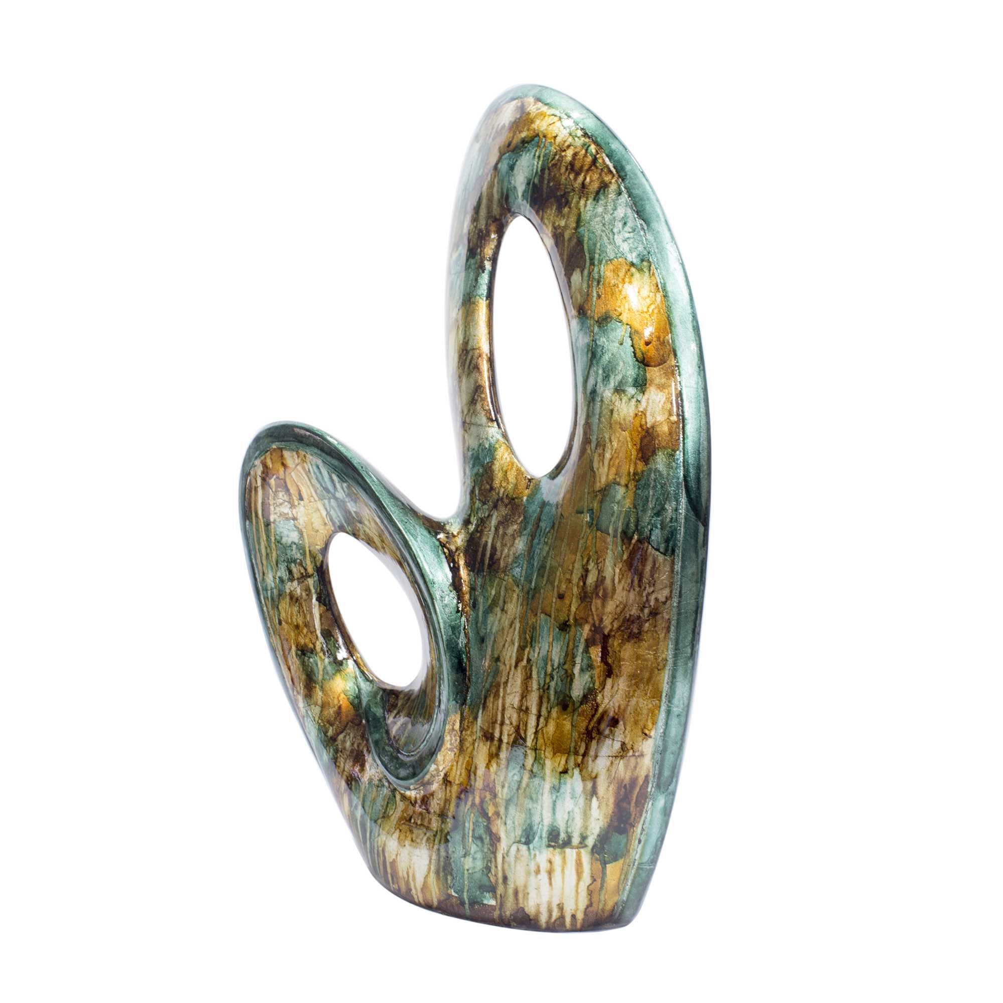 14" X 5" X 19.5" Gold Copper Brown Metal Sculpture