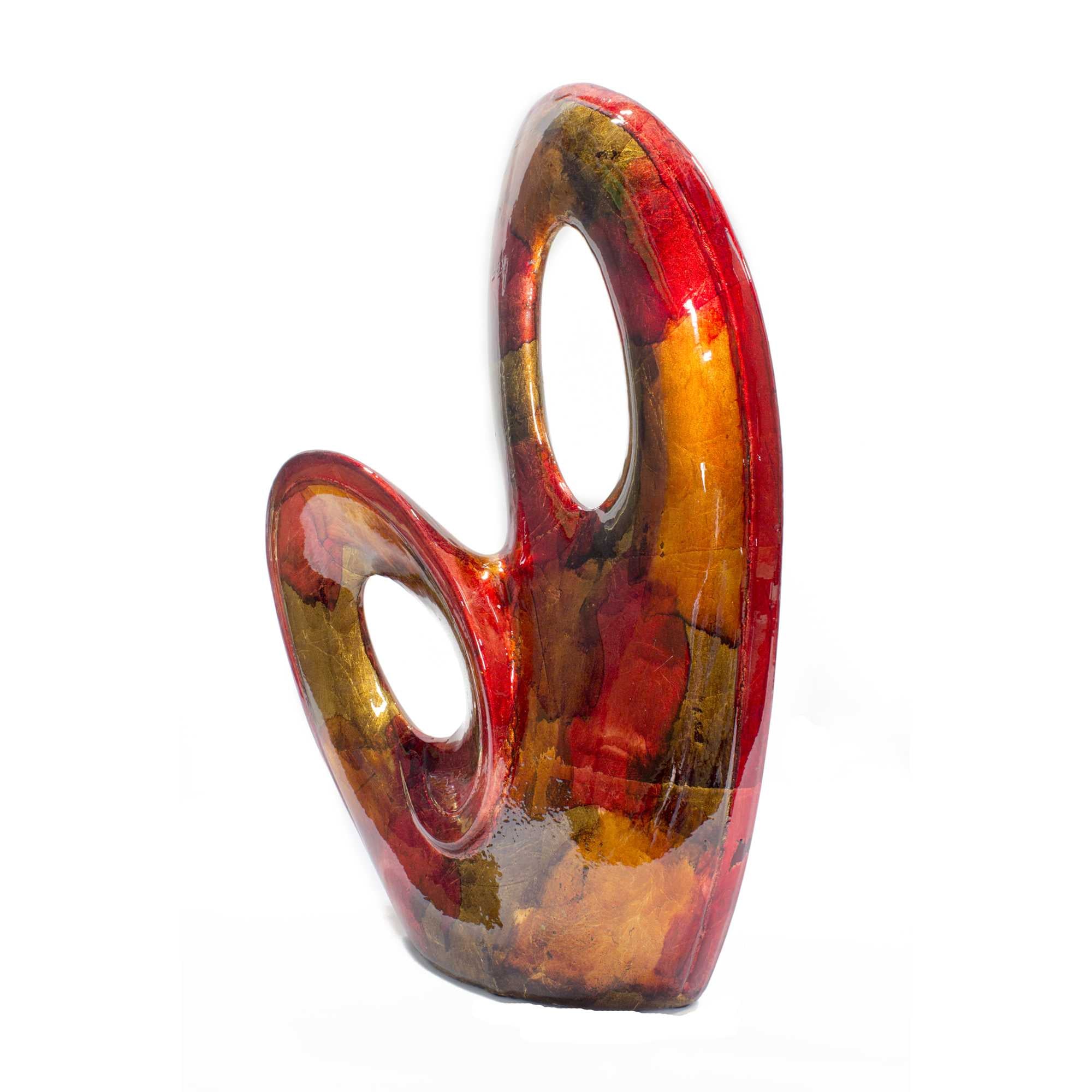 14" X 5" X 19.5" Turquoise Copper and Bronze Metal Sculpture