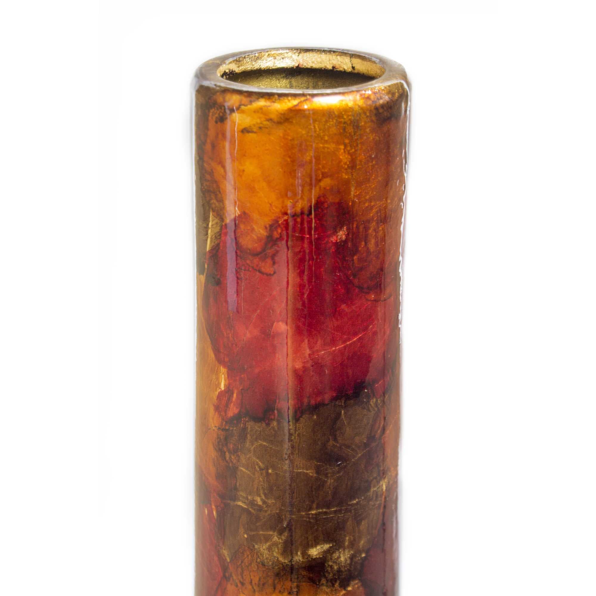 5.5" X 5.5" X 24" Gold Copper Brown Ceramic Floor Vase