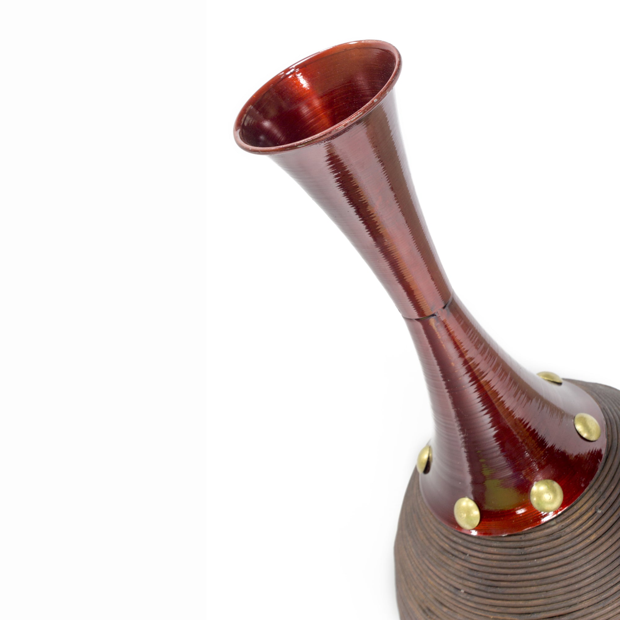 Decorative Copper Red and Gold Spun Bamboo with Metal Vase