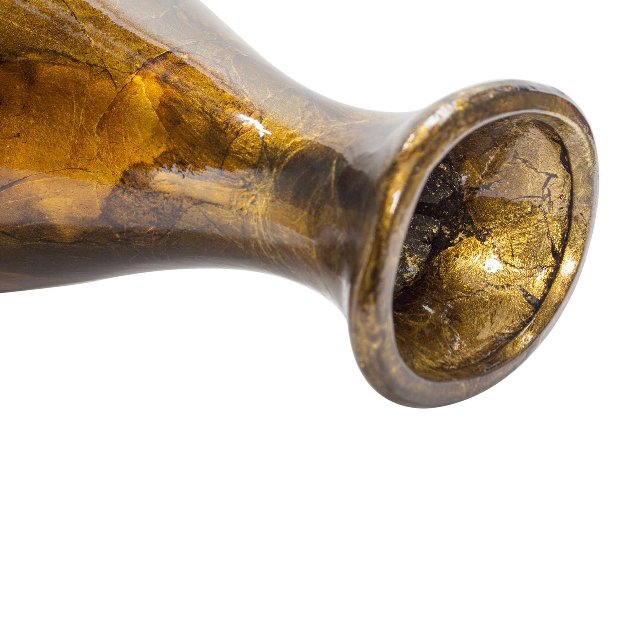 9" X 6.25" X 18.5" Gold Copper Brown Ceramic Floor Vase